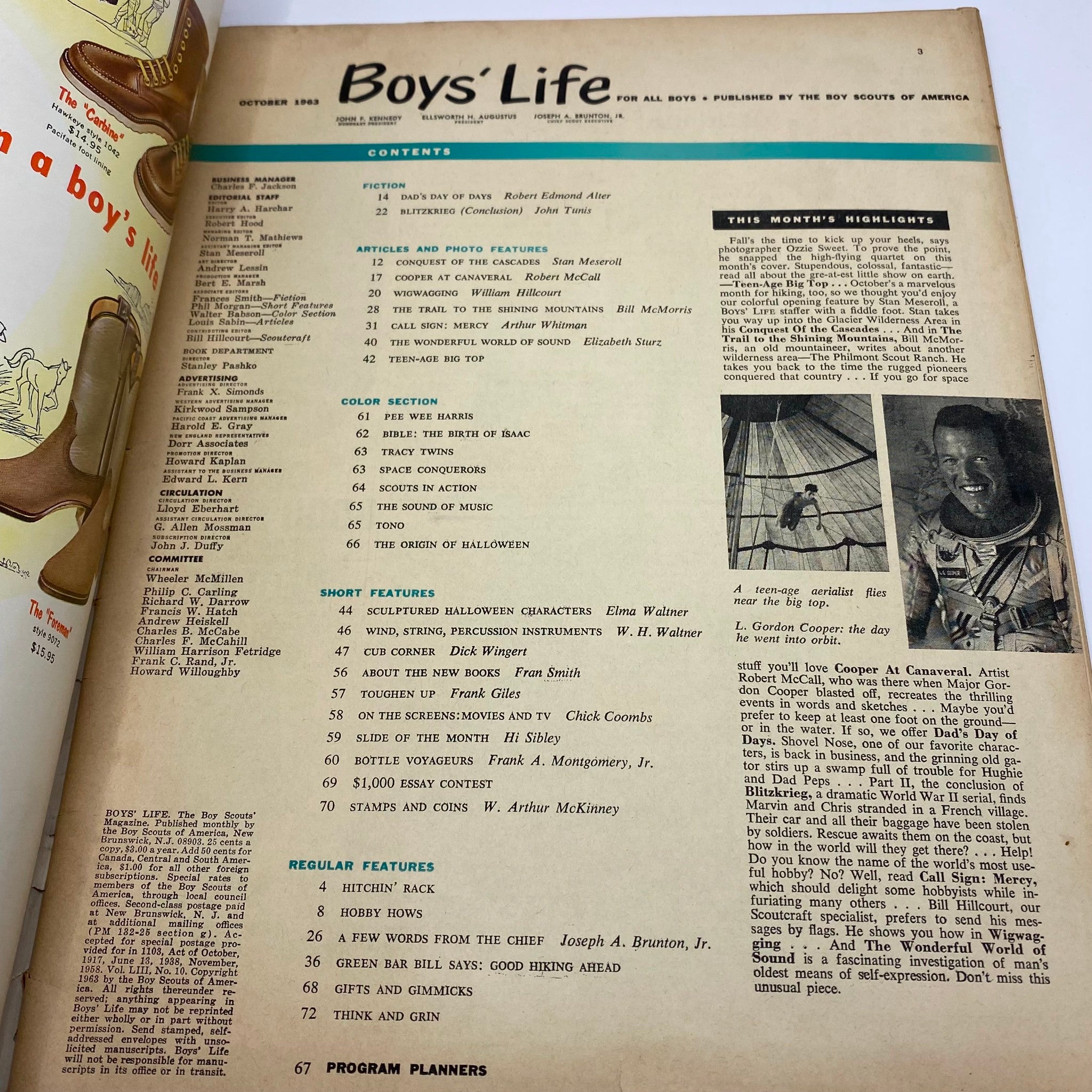 VTG Boys' Life for All Boys Magazine October 1963 The Teen-Age Big Top