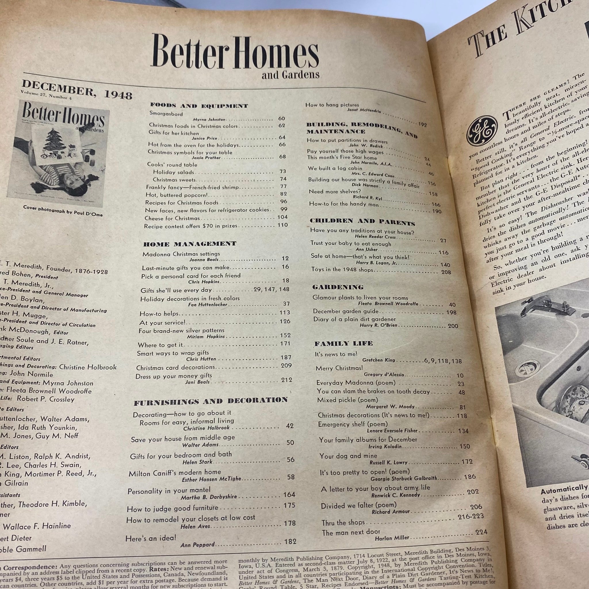 VTG Better Homes & Gardens Magazine December 1948 Christmas Decor GD Interior