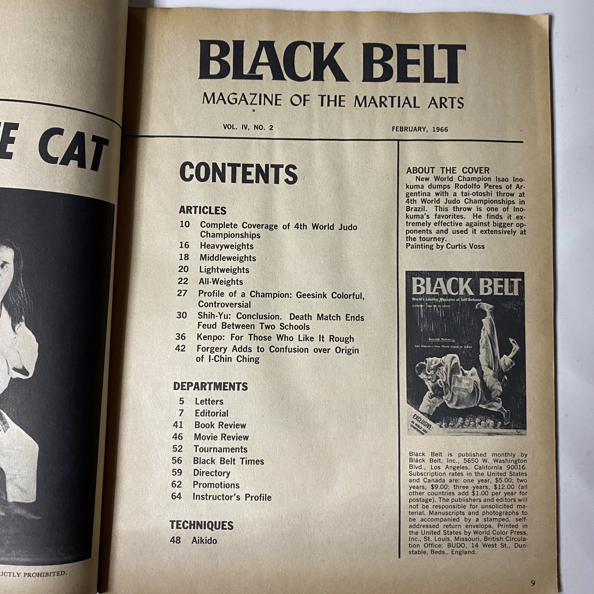 Black Belt Magazine February 1966 Vol 4 No. 2 Inokuma & Rodolfo Peres No Label