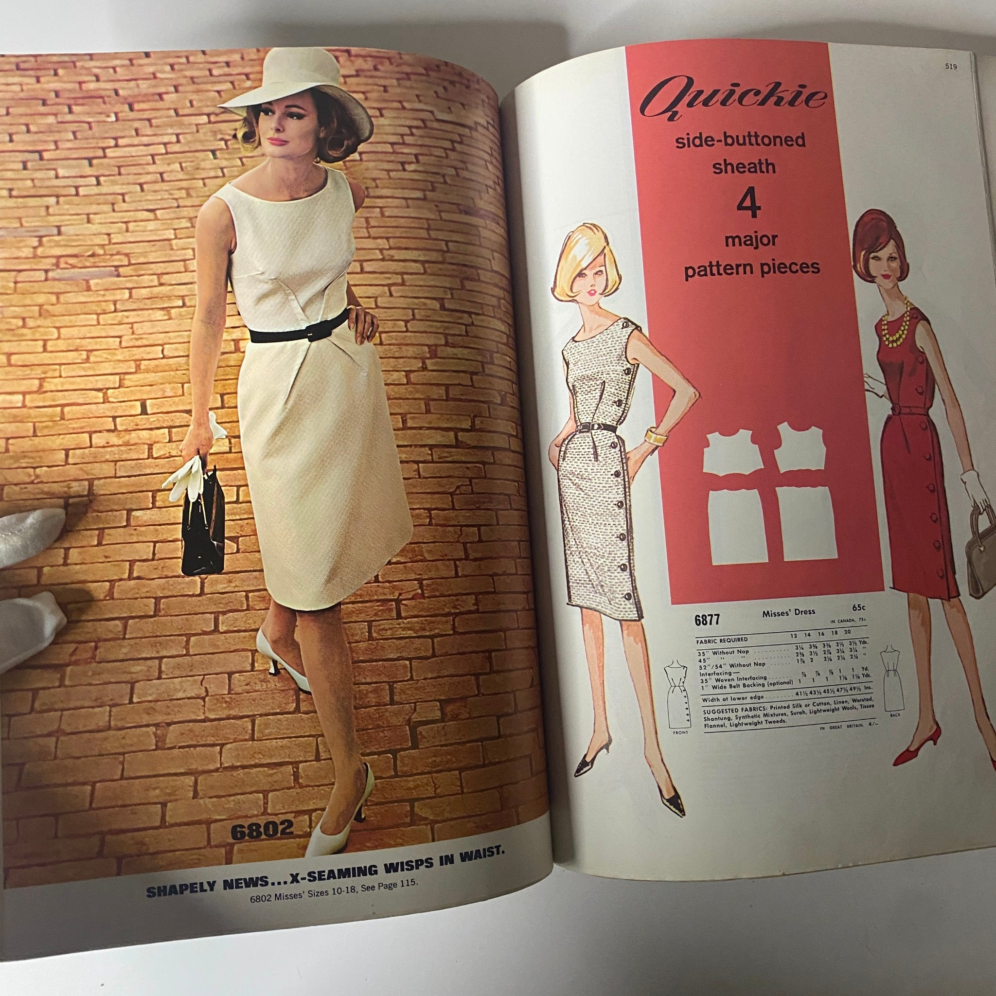 1963 July McCall's Summerwear Catalog showcasing a model in a stylish fitted dress with a hat and handbag, capturing the essence of early 1960s summer fashion.