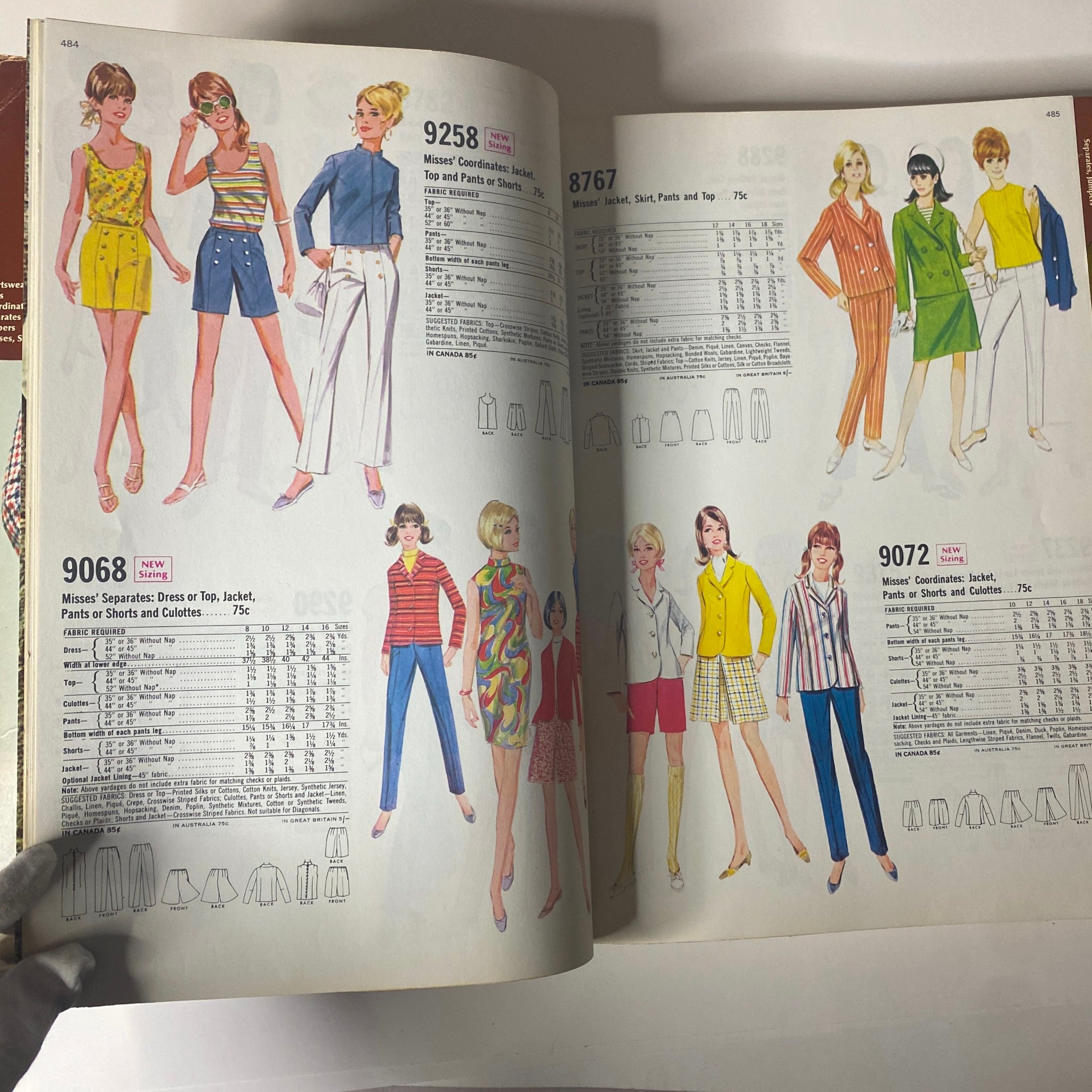 1969 February McCall's Step by Step Patterns Catalog featuring illustrations of Misses' co-ordinated outfits, including dresses, jumpsuits, and separates, ideal for fashion enthusiasts.