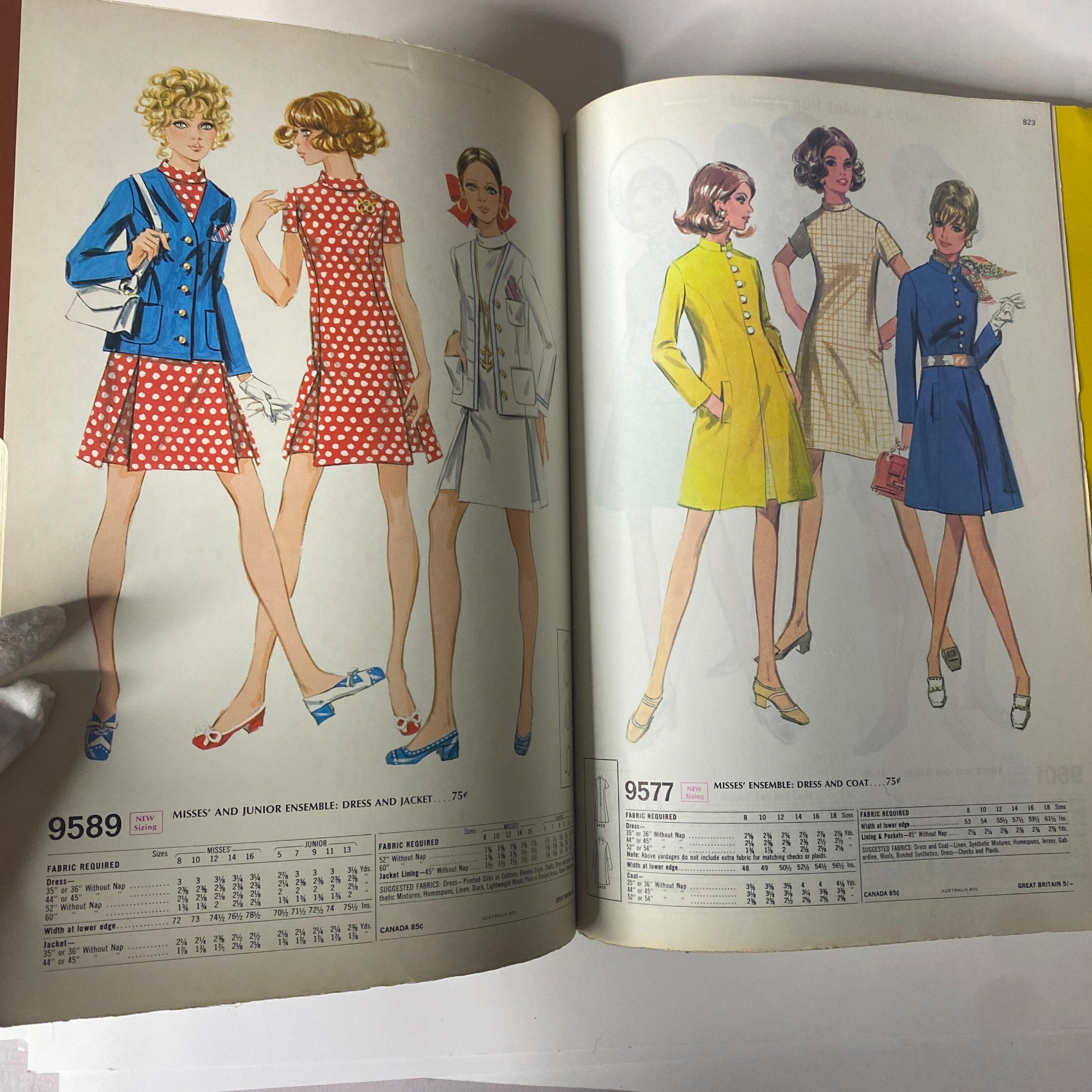 1969 February McCall's Step by Step Patterns Catalog highlighting classic styles with polka dot dresses, coats, and fashion combinations perfect for retro styling.
