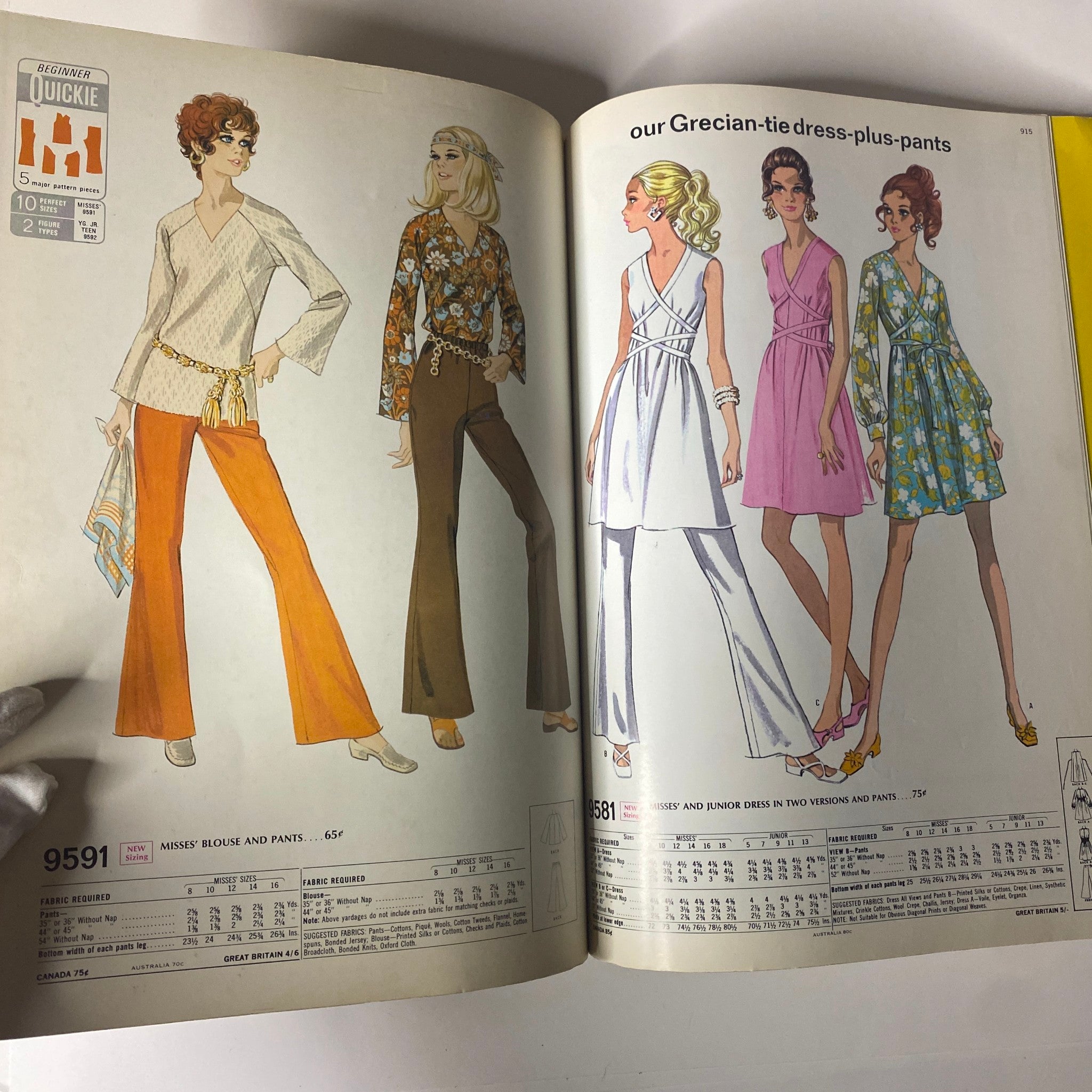 1969 February McCall's Step by Step Patterns Catalog displaying popular women's dresses and ensembles from the era, including stylish coats and versatile outfits for different occasions.