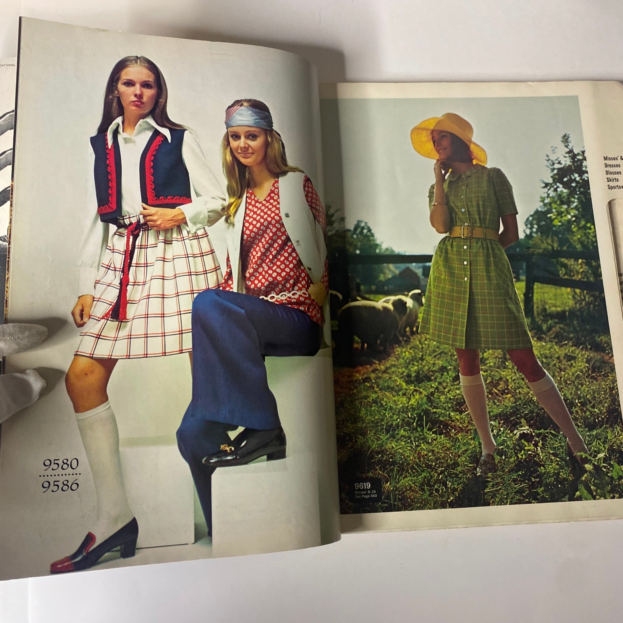 1969 McCall's School Spring Huge Store Retail Counter Catalog showcasing models wearing vintage mid-century school fashion, featuring mod-inspired dresses and accessories.