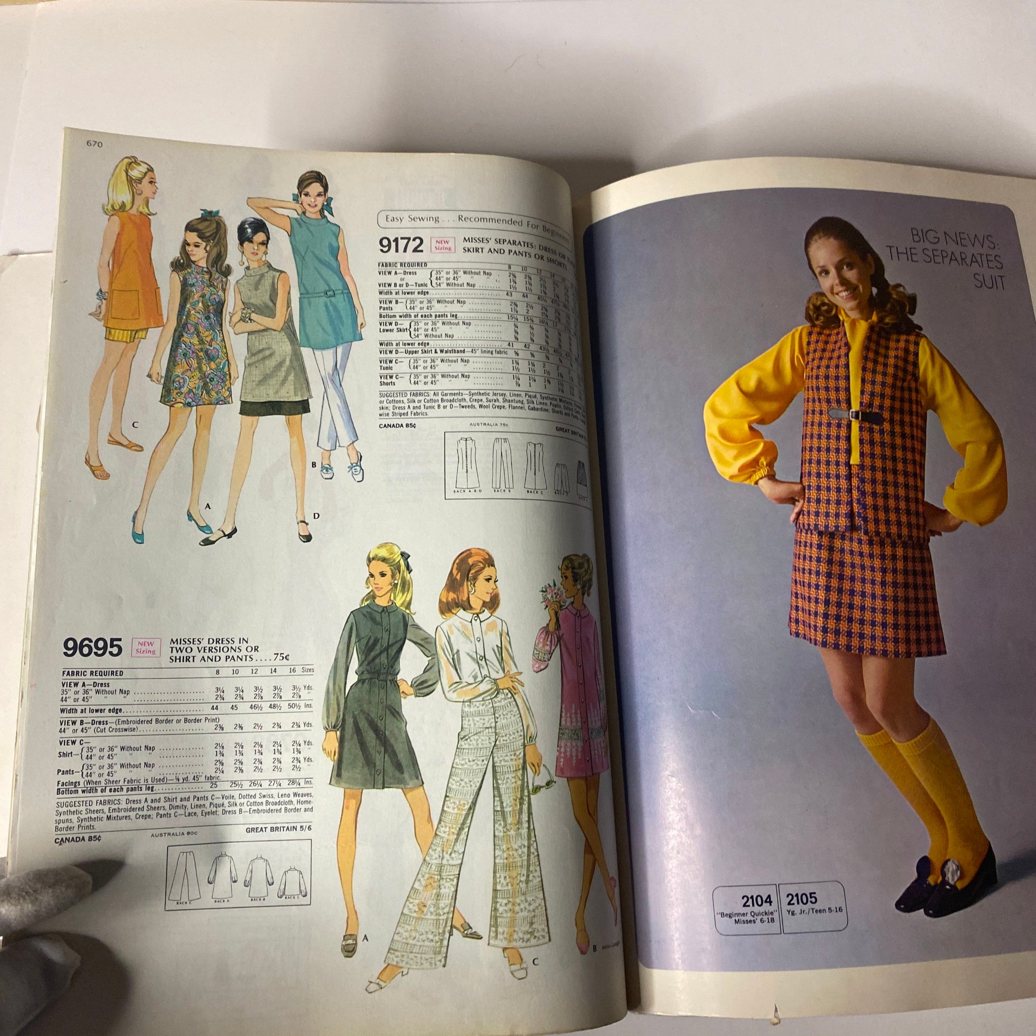 1969 McCall's School Fall Huge Store Retail Counter Catalog with images of trendy outfits and separates, providing versatile sewing patterns for the modern young woman.