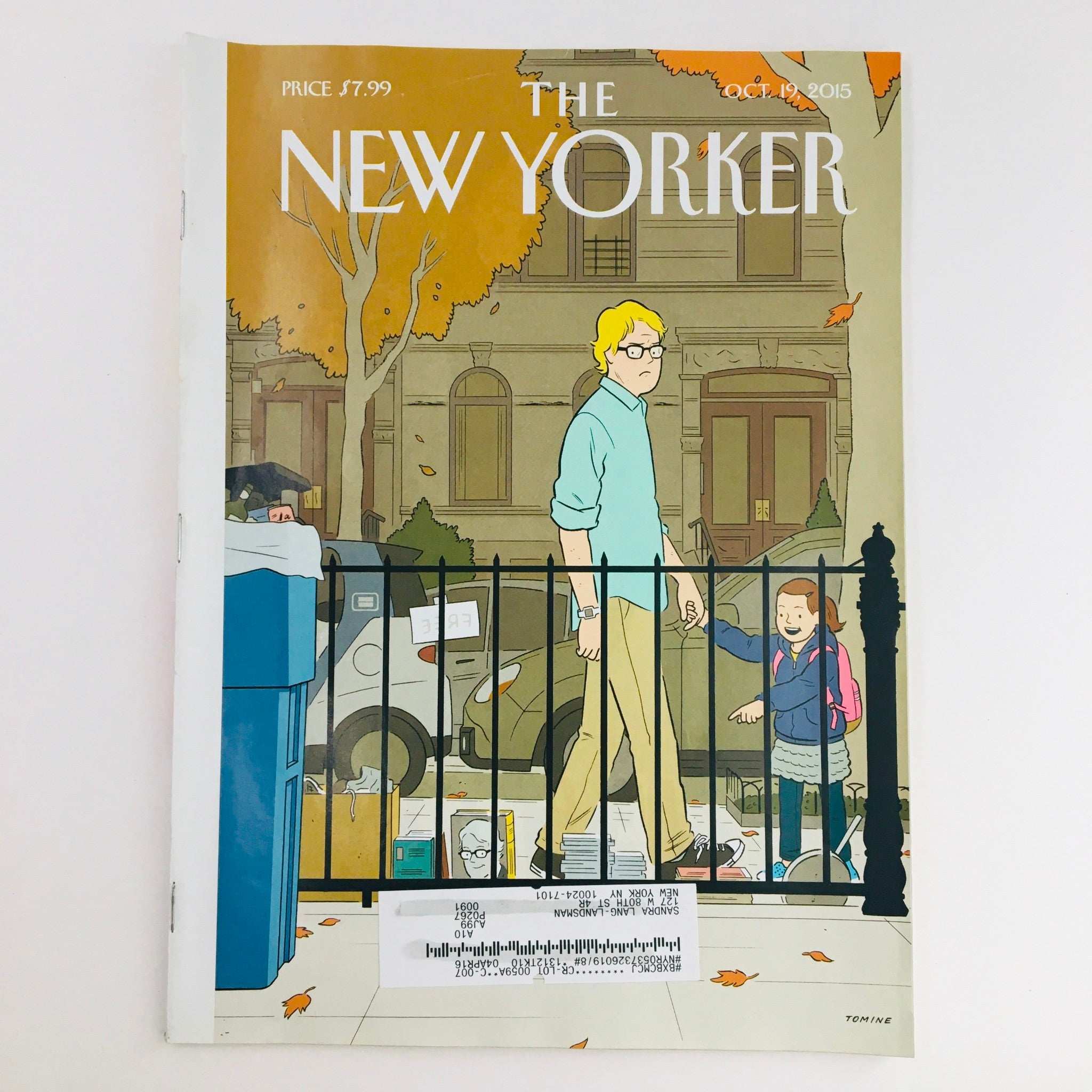 The New Yorker October 19 2015 Full Magazine Theme Cover by Adrian Tomine VG