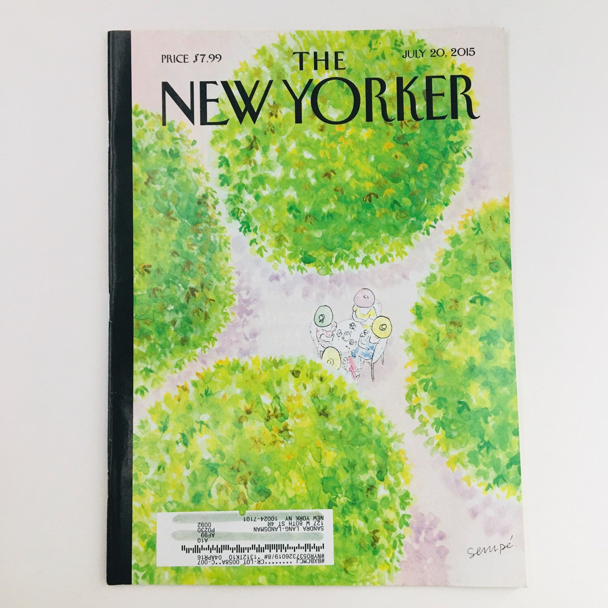 The New Yorker July 20 2015 Full Magazine Theme Cover by Jean-Jacques Sempé VG