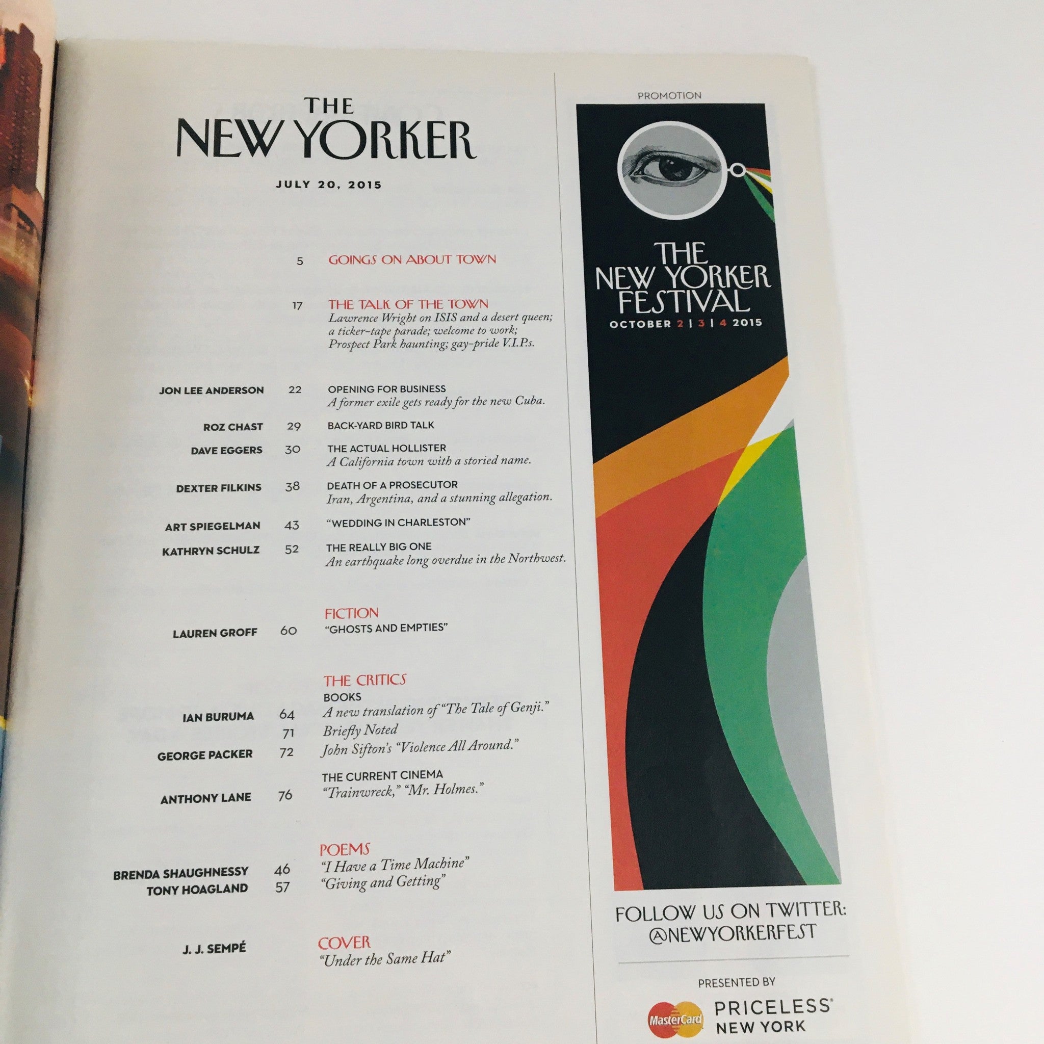 The New Yorker July 20 2015 Full Magazine Theme Cover by Jean-Jacques Sempé VG