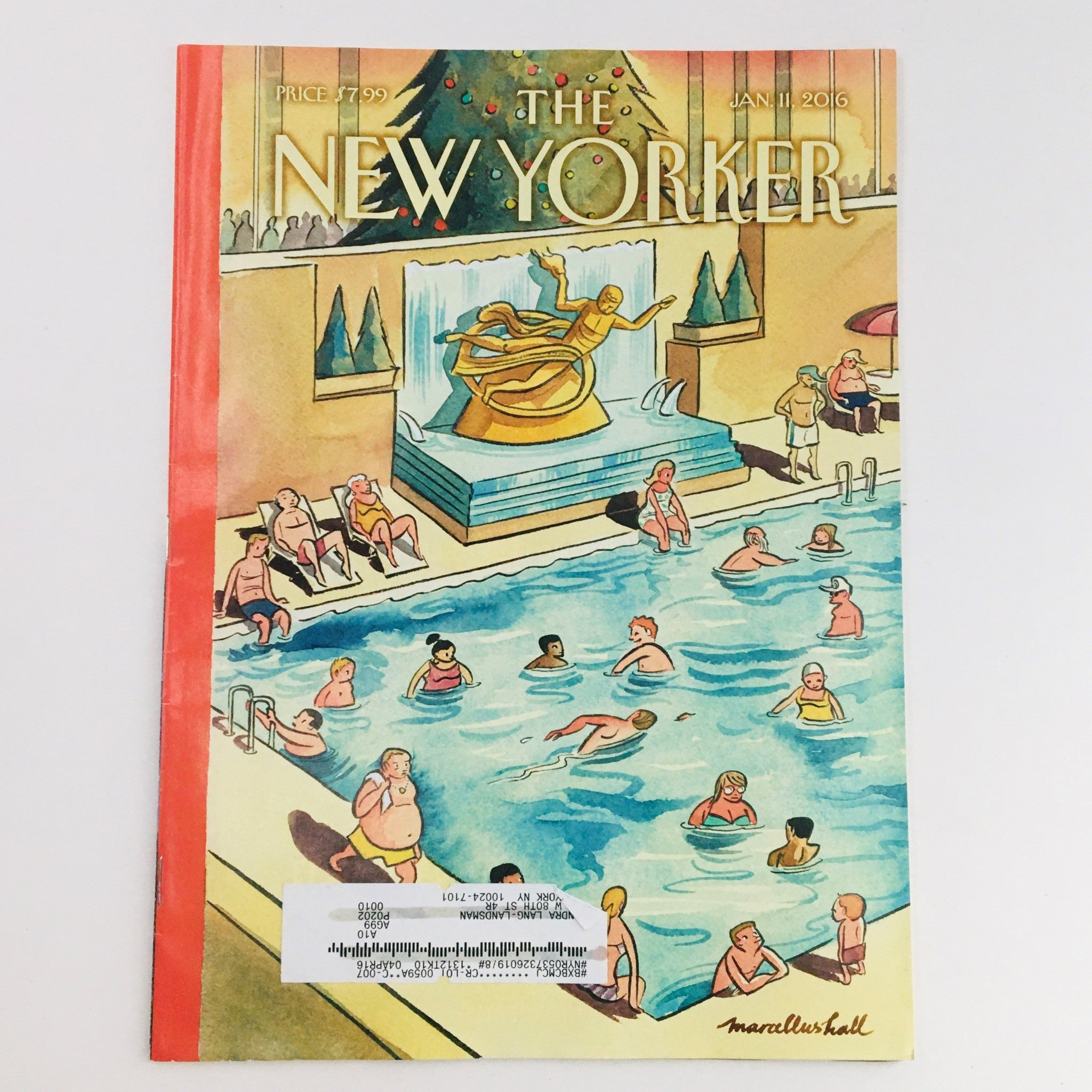 The New Yorker January 11 2016 Full Magazine Theme Cover by Marcellus Hall VG