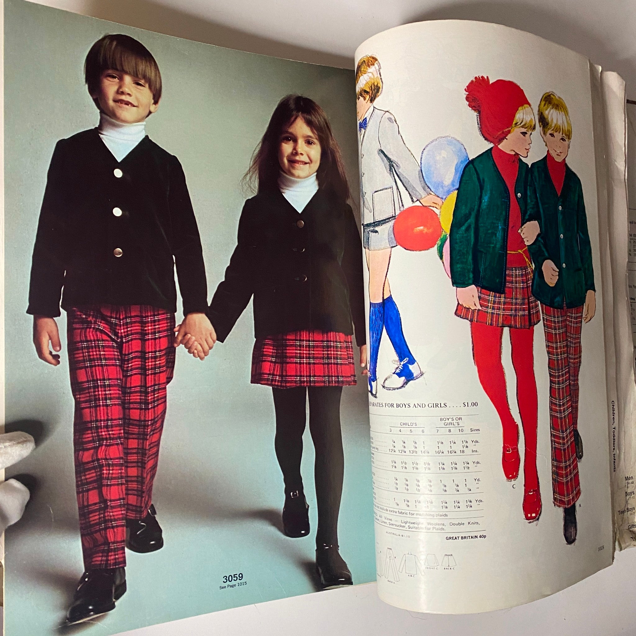 1971 McCall's Christmas Holiday Issue featuring children in stylish plaid outfits, illustrating vintage children’s fashion for the holiday season.