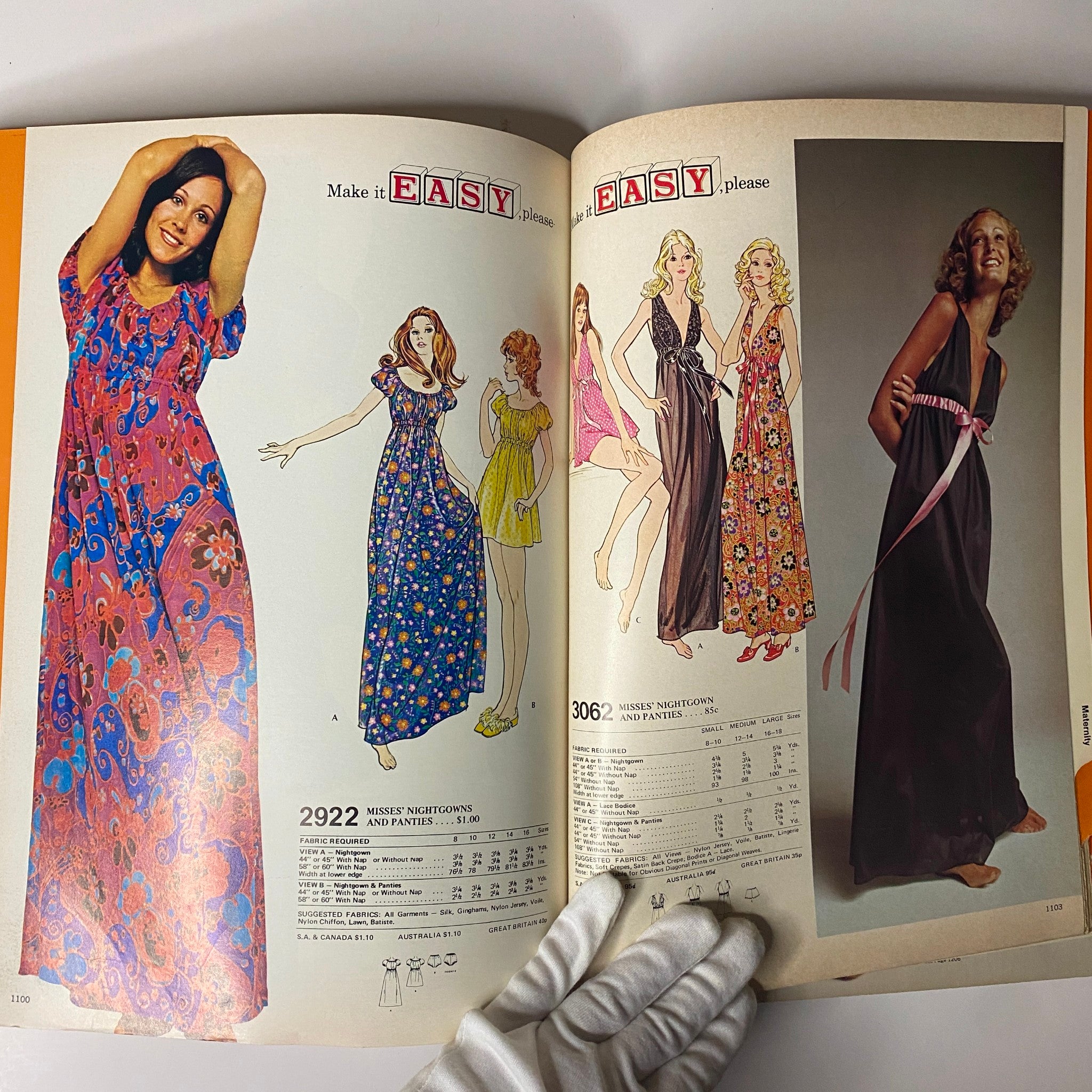 1972 April McCall's Catalog with models in flowing dresses and nightgowns, illustrating the comfortable and fashionable styles of the era.