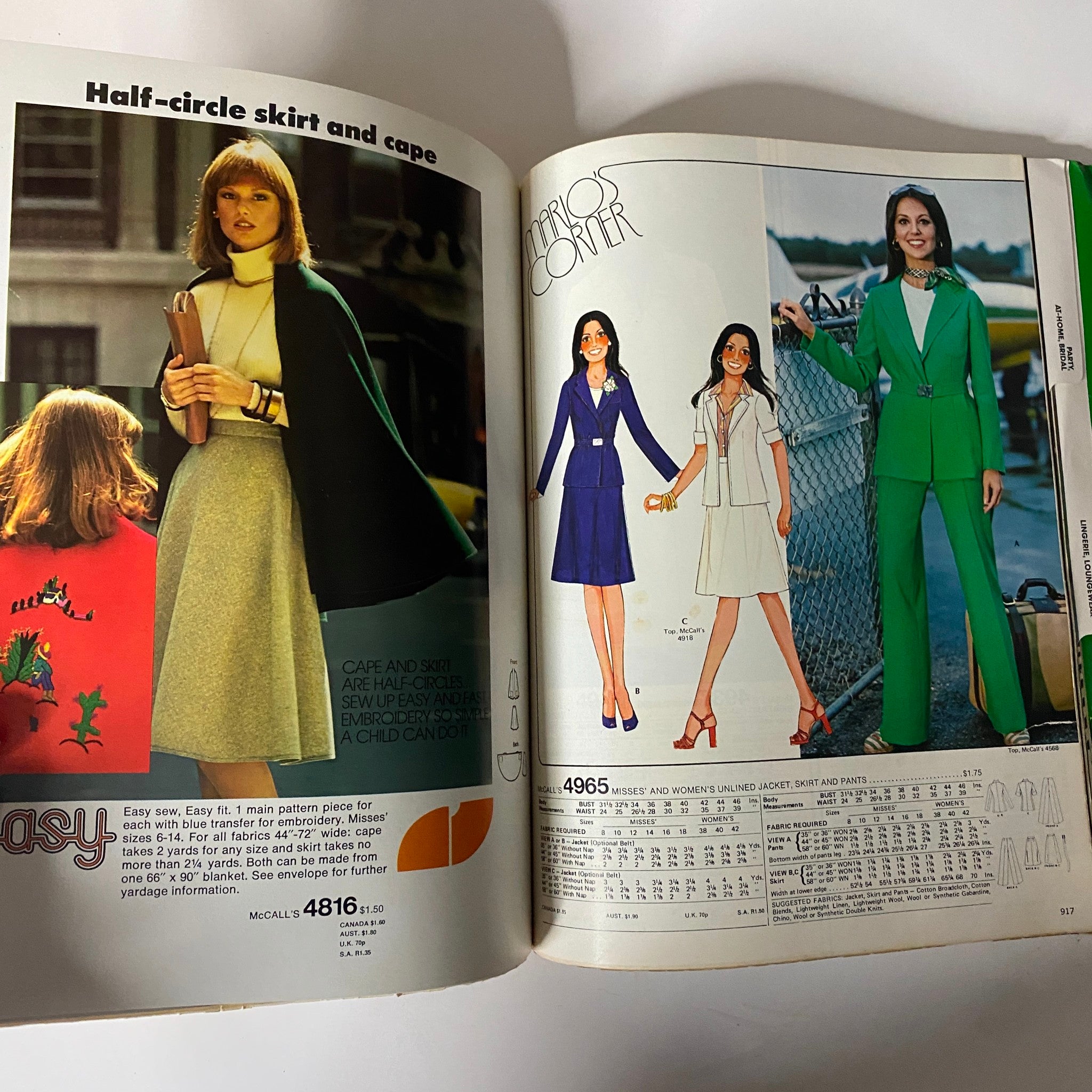 1976 April Carefree Patterns McCall's Spring Huge Store Retail Counter Catalog with images of women’s fashion patterns, showcasing elegant outfits suitable for spring, representative of the 1970s era.