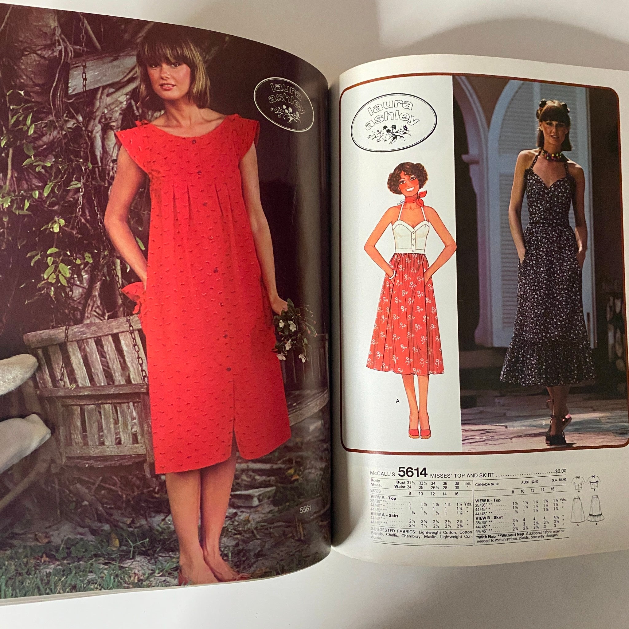 1977 July Carefree Patterns McCall's Summer Catalog detailing patterns for casual summer dresses and styles. Emphasizing relaxed, easy-going designs popular in the late 1970s.