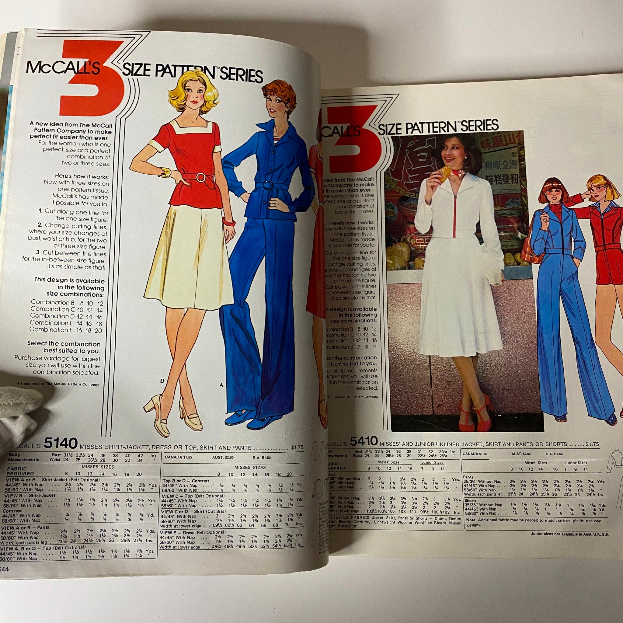1970s June Carefree Patterns from McCall's catalog featuring elegant blouse and skirt combinations, showcasing vintage style options from the iconic 1970s fashion era.