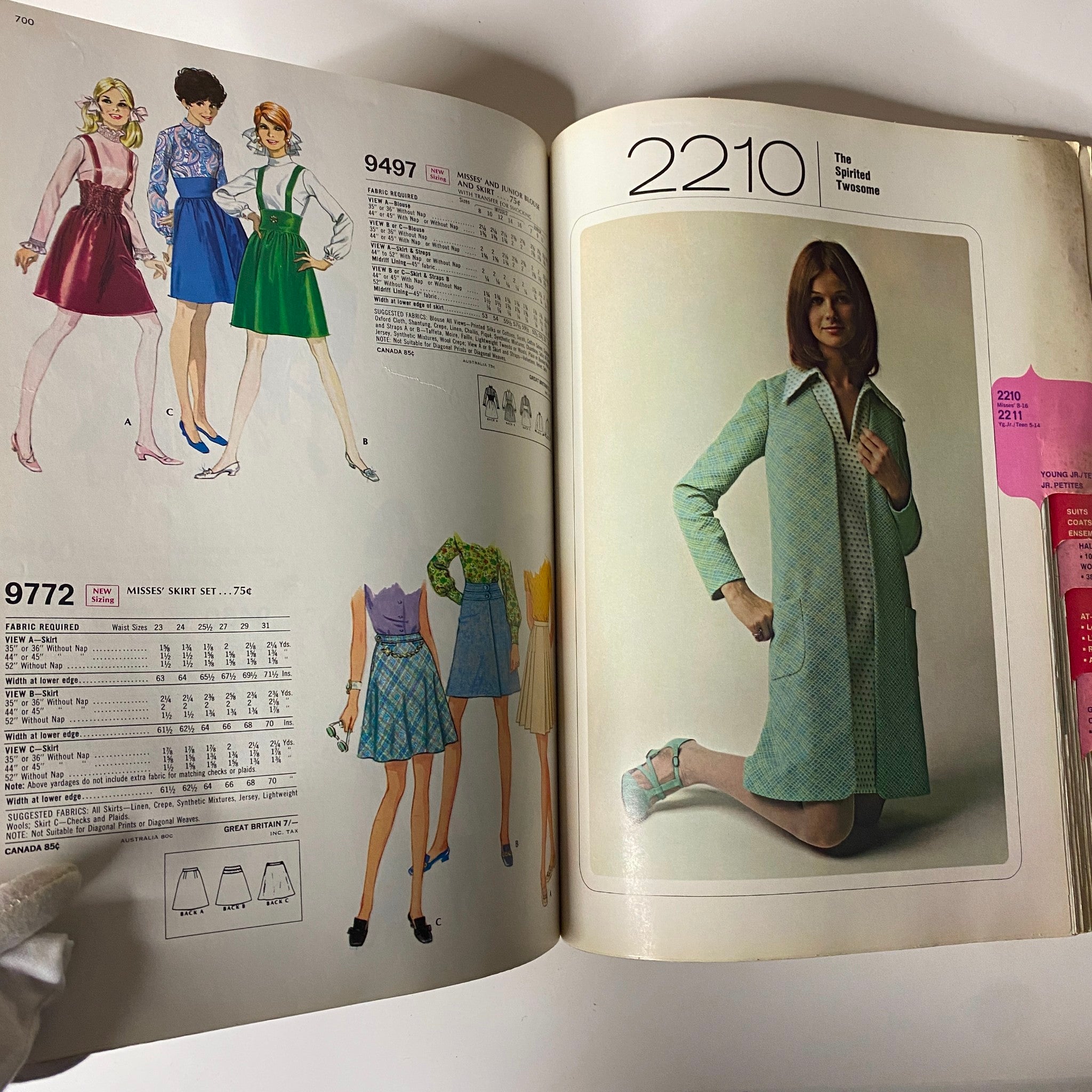 1960s April McCall's Step-by-Step Pattern Catalog showing model in a stylish green coat and skirt set, illustrating the elegant yet casual fashion of the era.