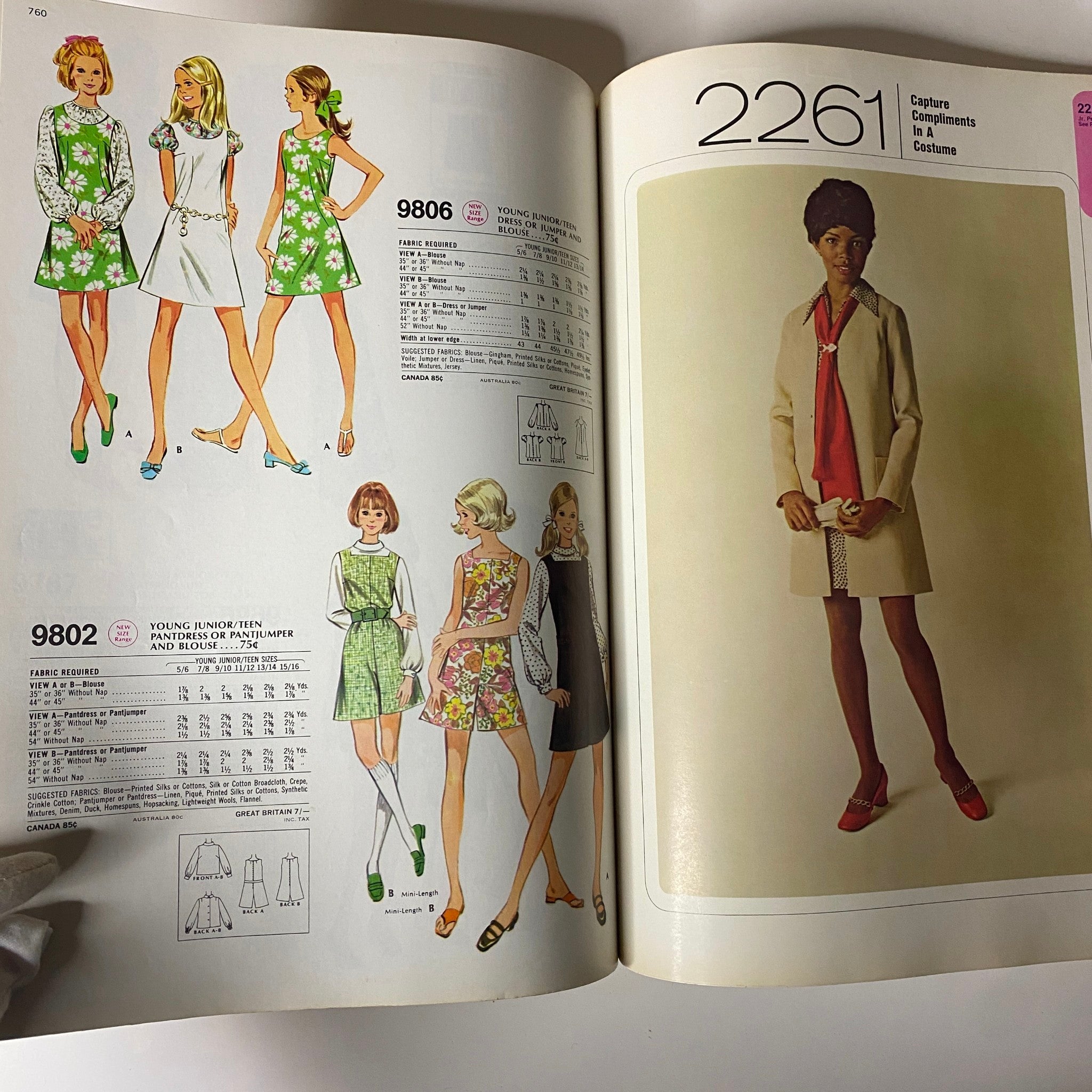 1960s April McCall's Step-by-Step Pattern Catalog featuring styles for young juniors and children, showcasing dresses, suits, and blouses with detailed sewing instructions.