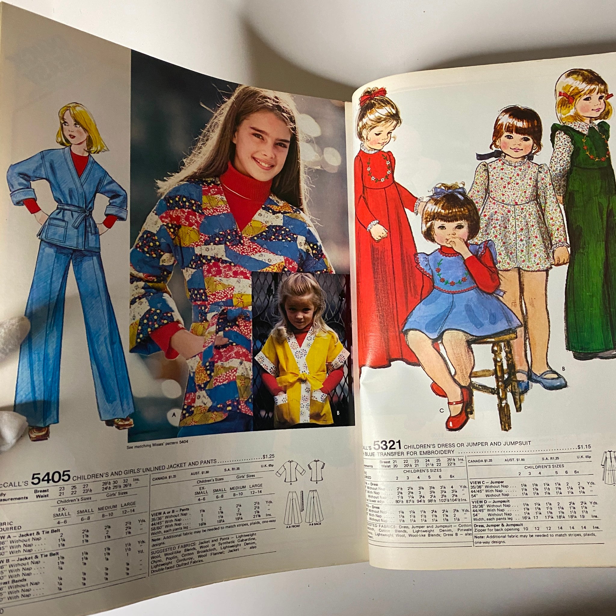 1970s March Carefree Patterns from McCall's Catalog illustrating colorful children's jackets and coordinated outfits, celebrating retro fashion trends from the 1970s.