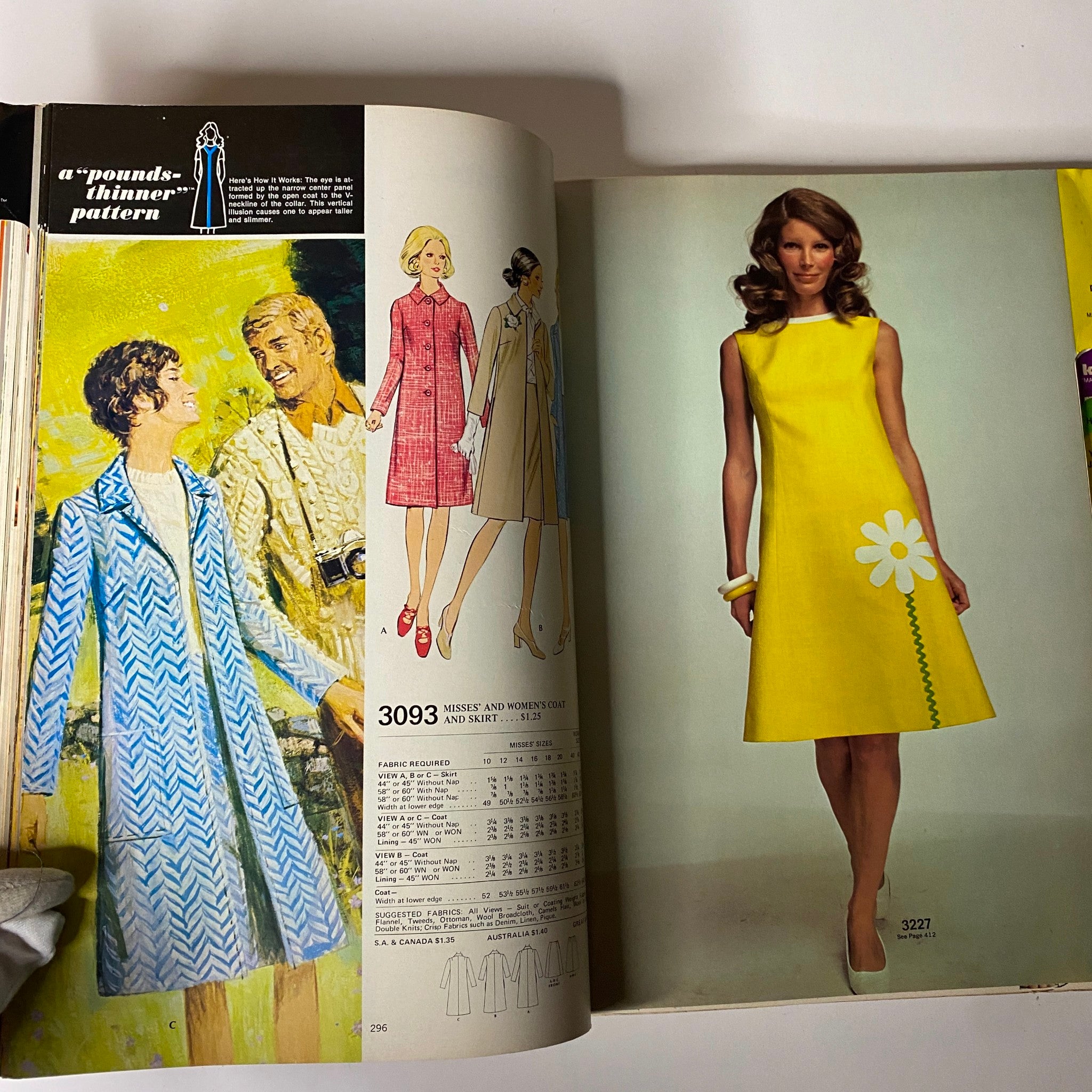 Another interior page of the 1970s McCall's Hurry Up Easy Clothes Catalog featuring elegant dress designs and vintage sewing illustrations.