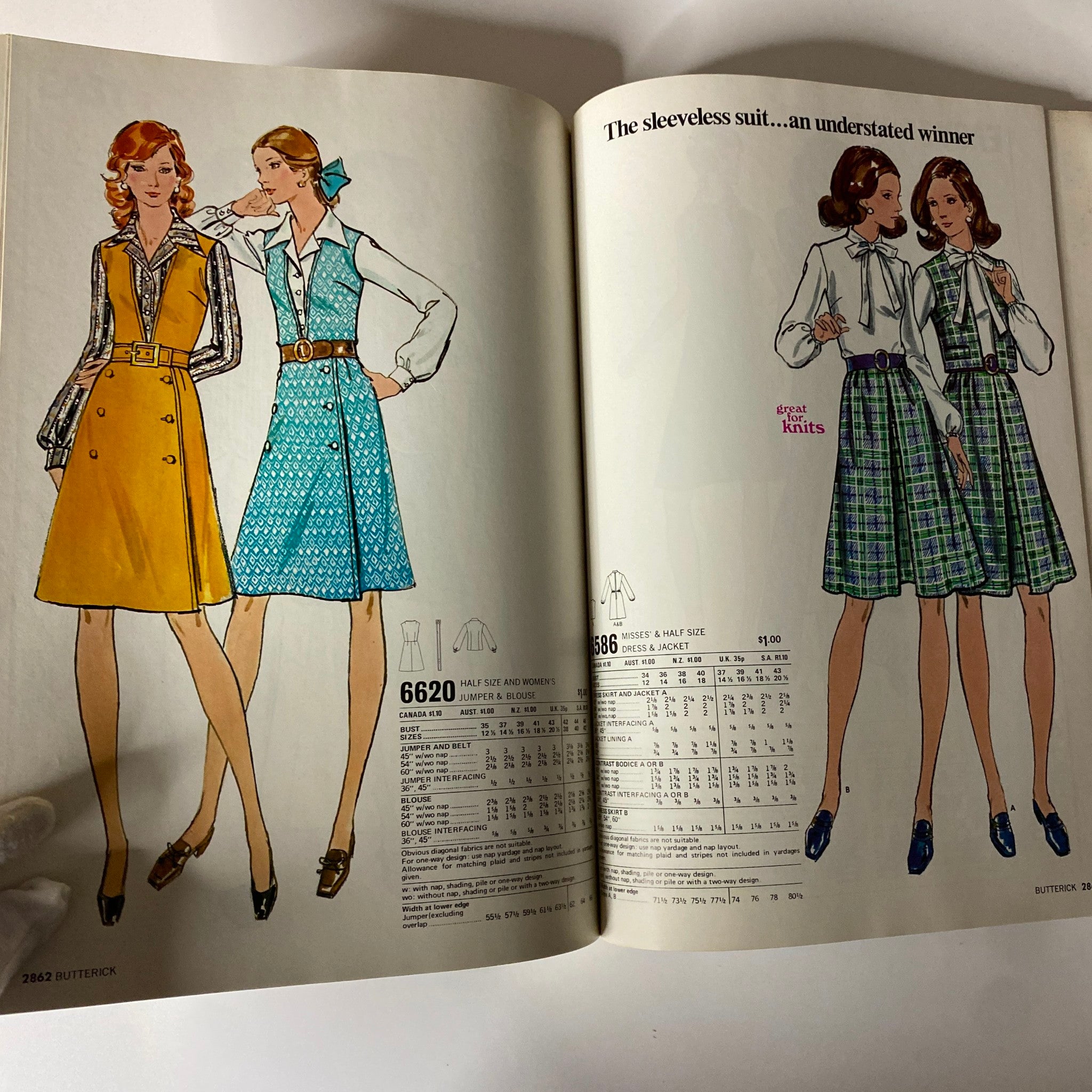 1972 May Butterick Catalog featuring illustrations of misses' dresses and skirts, highlighting vintage fashion styles popular in the early 1970s.