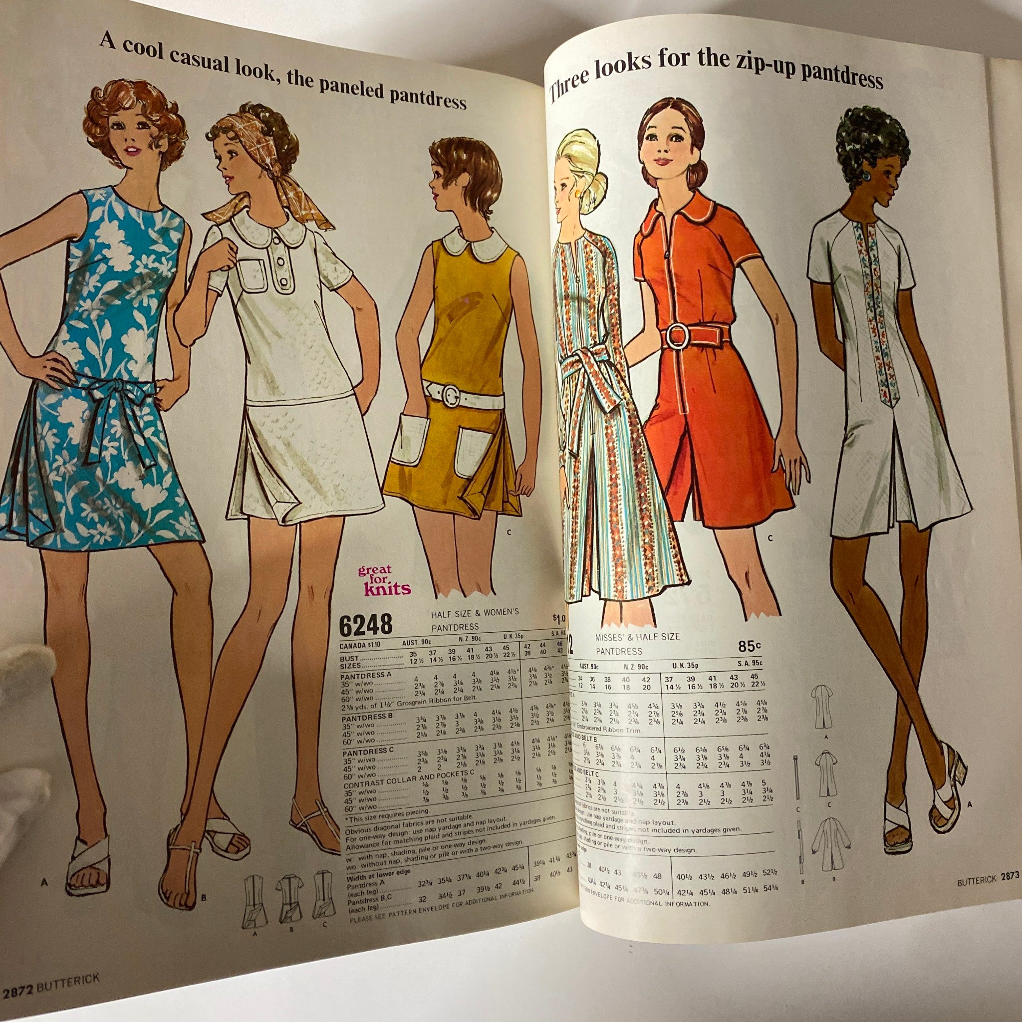 1972 June Butterick Miss Petite Catalog displaying casual pantdress designs and a variety of flattering styles for petite frames.