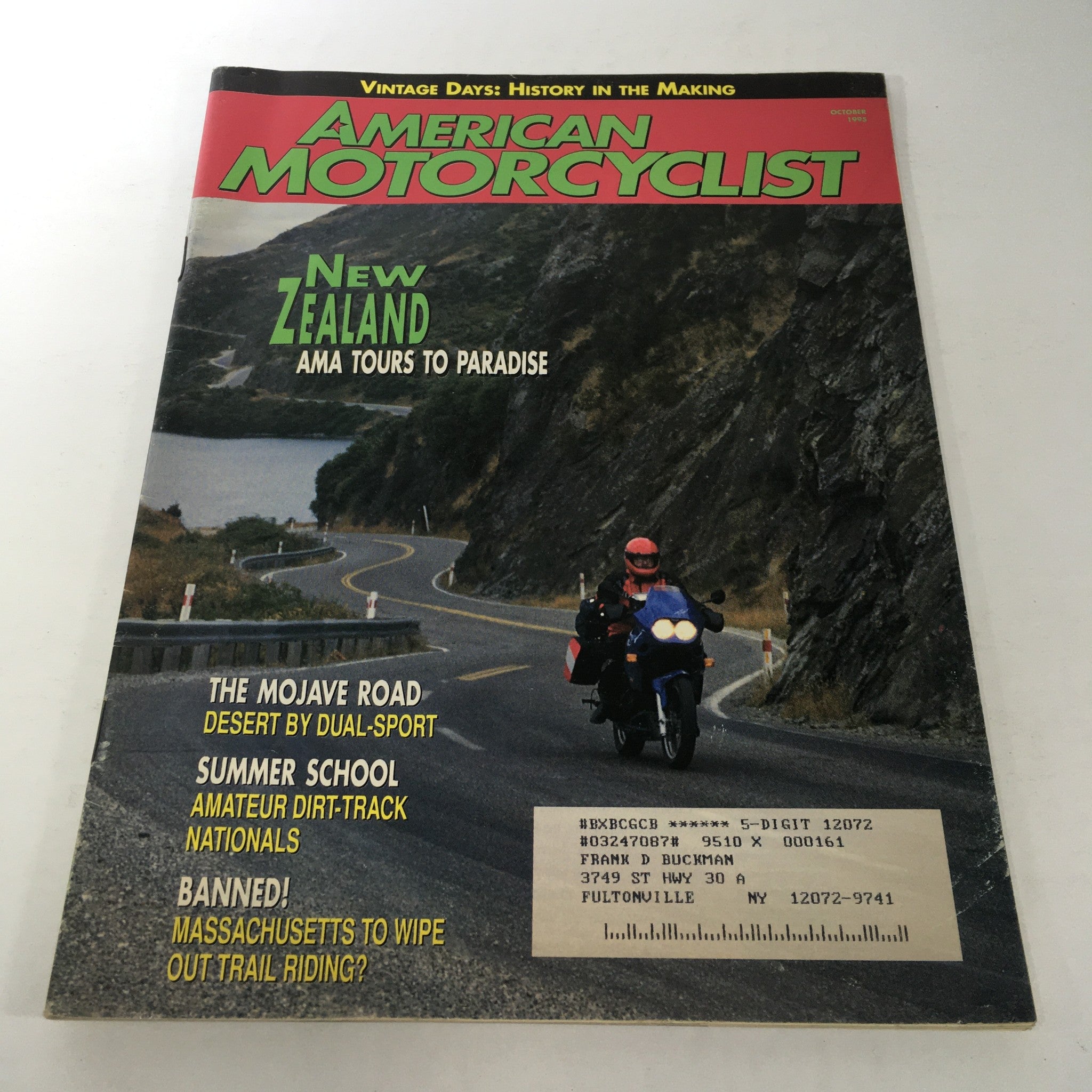 VTG American Motorcyclist Magazine: October 1995 - New Zealand Ama Tour Paradise