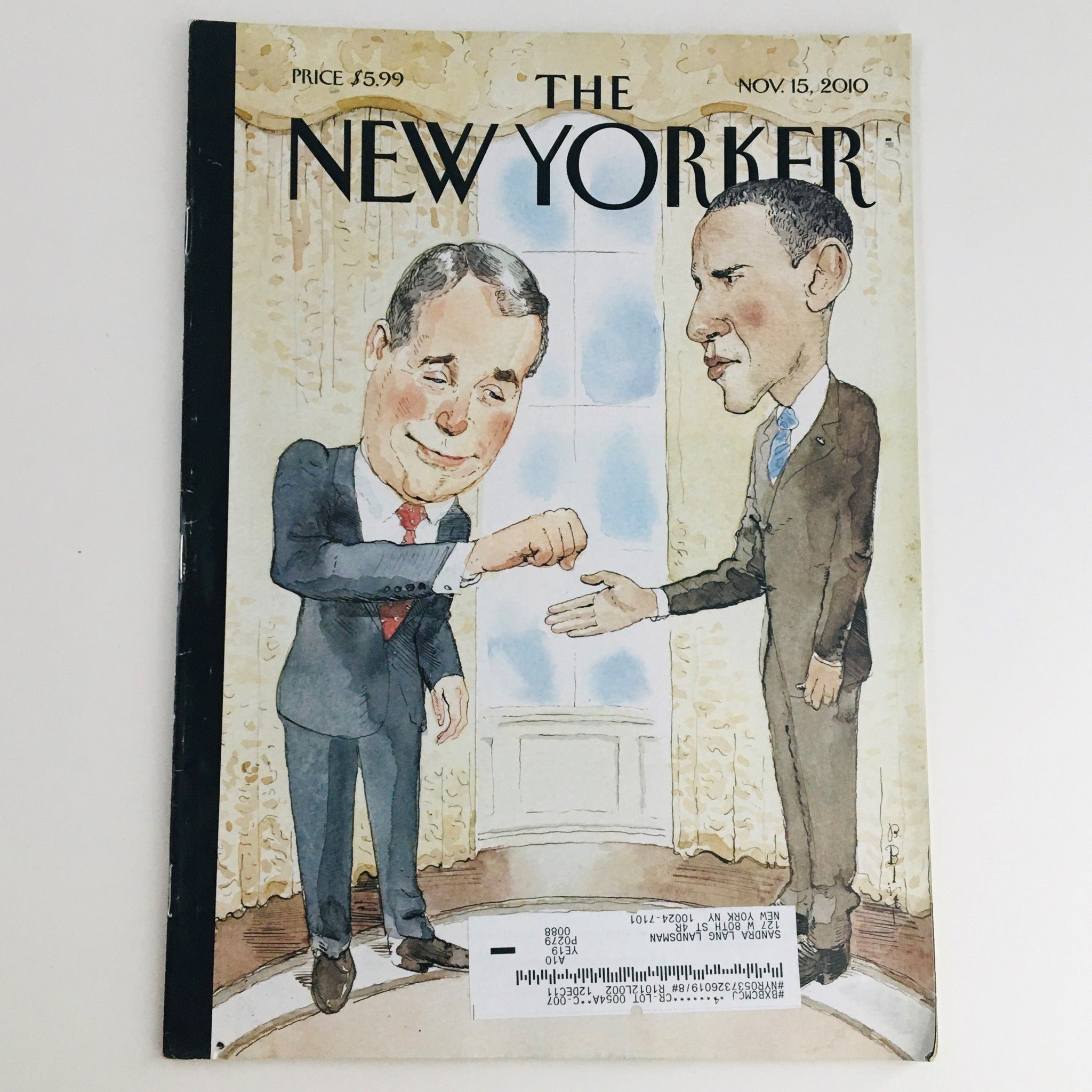 The New Yorker November 15 2010 Barack Obama & John Boehner by Barry Blitt VG