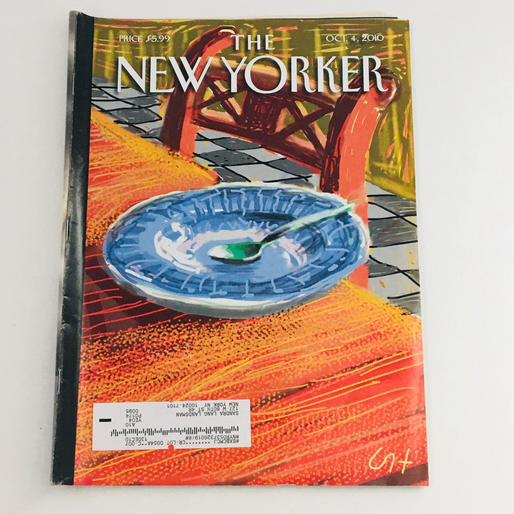 The New Yorker Magazine October 4 2010 The Breakfast Plate by David Hockney VG