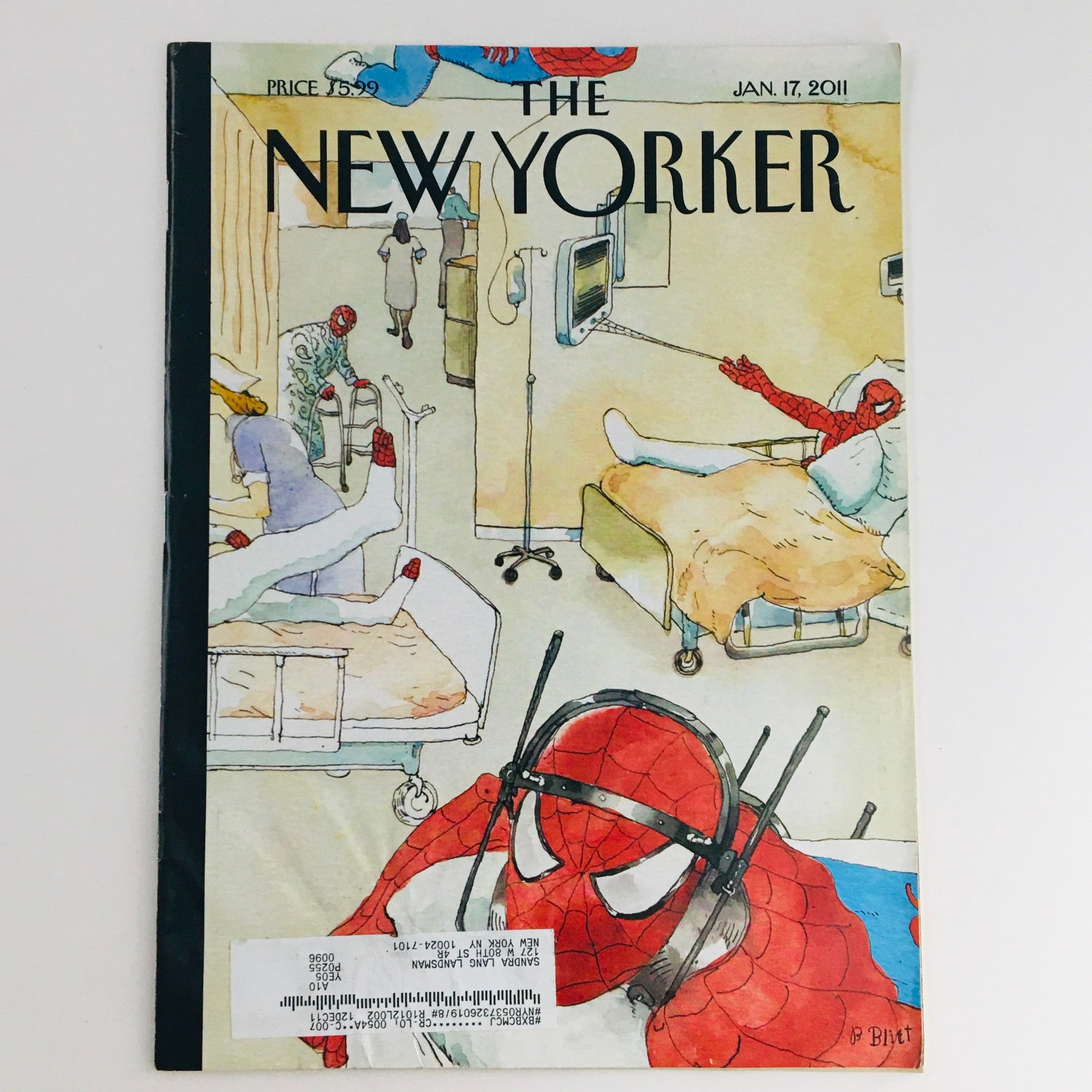 The New Yorker Magazine January 17 2011 Spider-Man Theme Cover by Barry Blitt VG