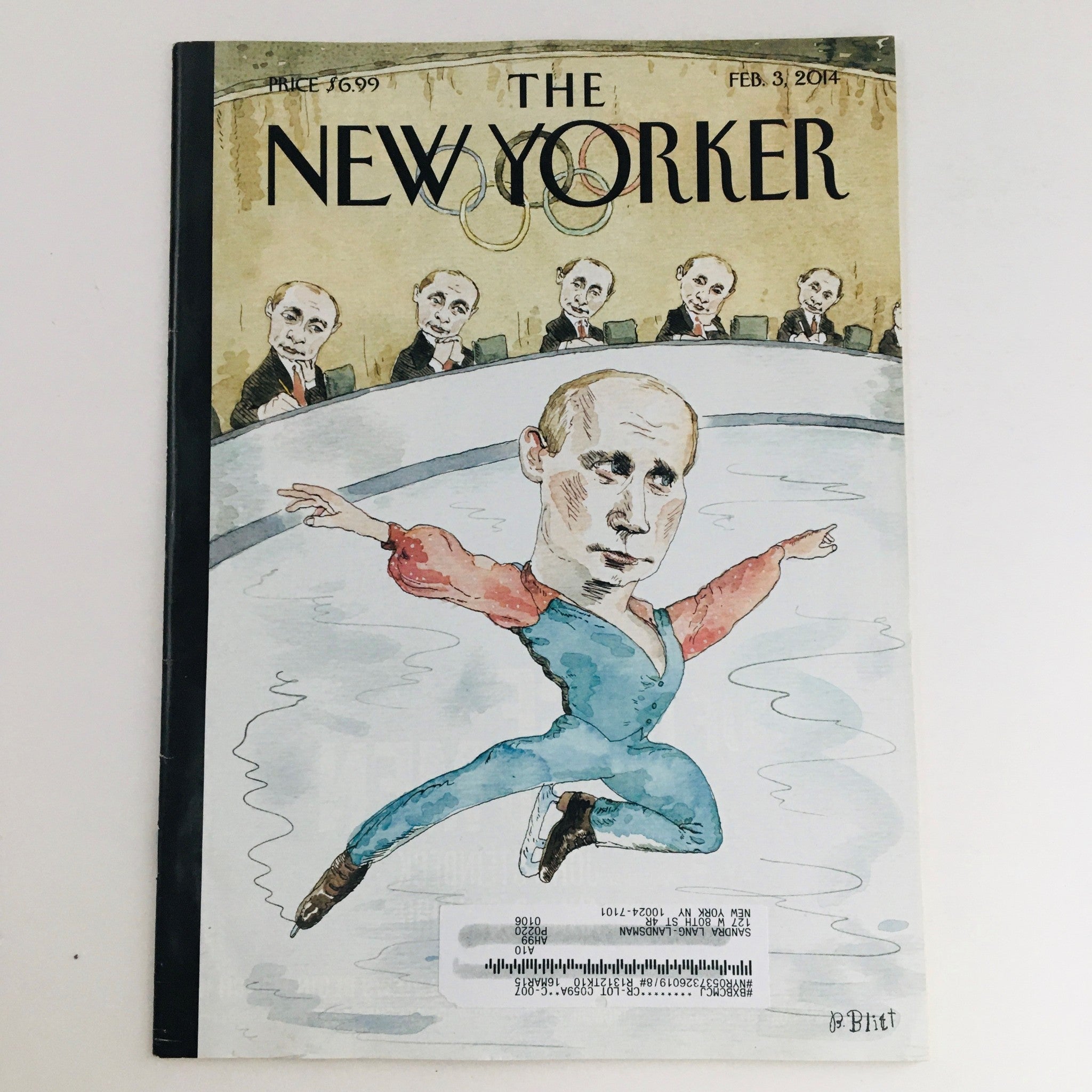 The New Yorker Magazine February 3 2014 Vladimir Putin Cover by Barry Blitt VG