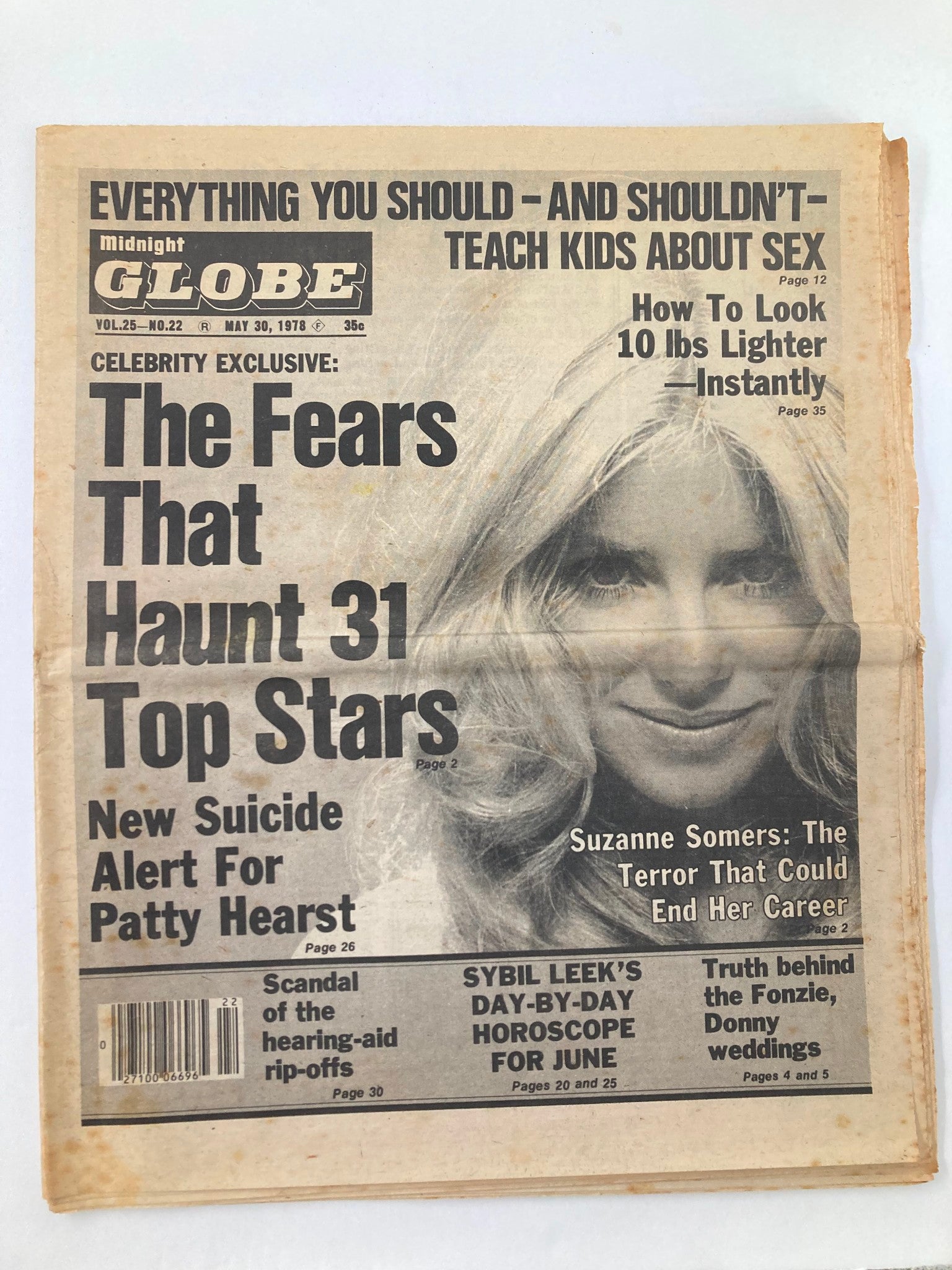 Midnight Globe Tabloid May 30 1978 Vol 25 #22 Suzanne Somers & Sybil Leek