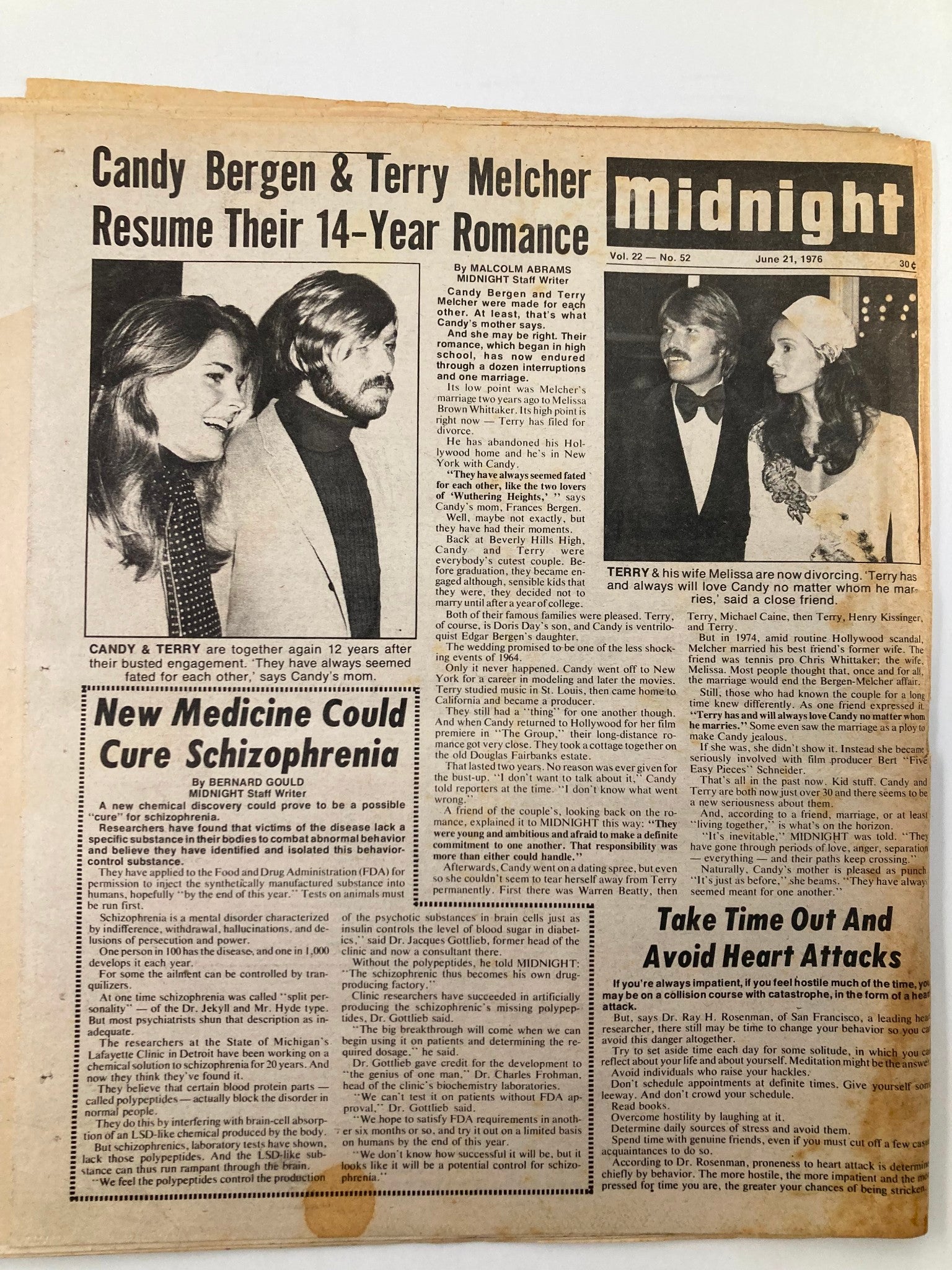 Midnight Tabloid June 21 1976 Vol 22 #52 Elizabeth Taylor & Ardeshir Zahedi