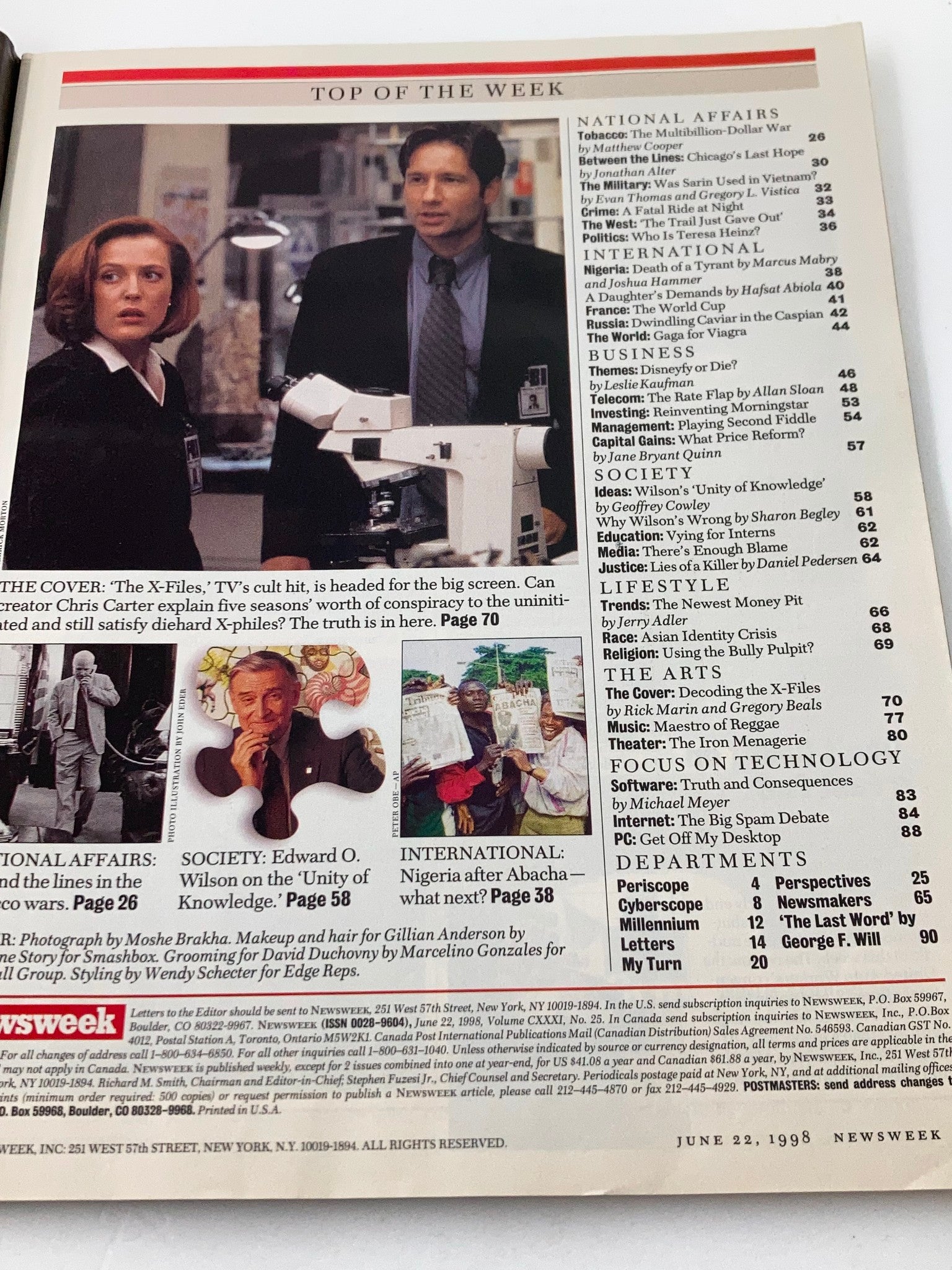 Newsweek Magazine June 22 1998 David Duchovny & Gillian Anderson No Label