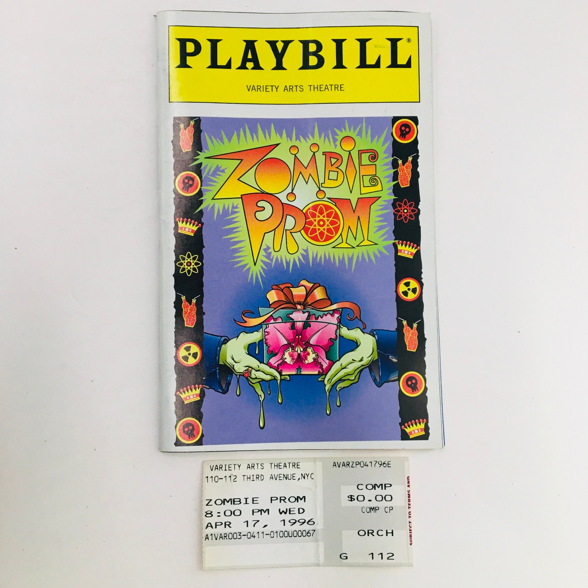 1996 Playbill Zombie Prom by Philip McKinley at Variety Arts Theatre