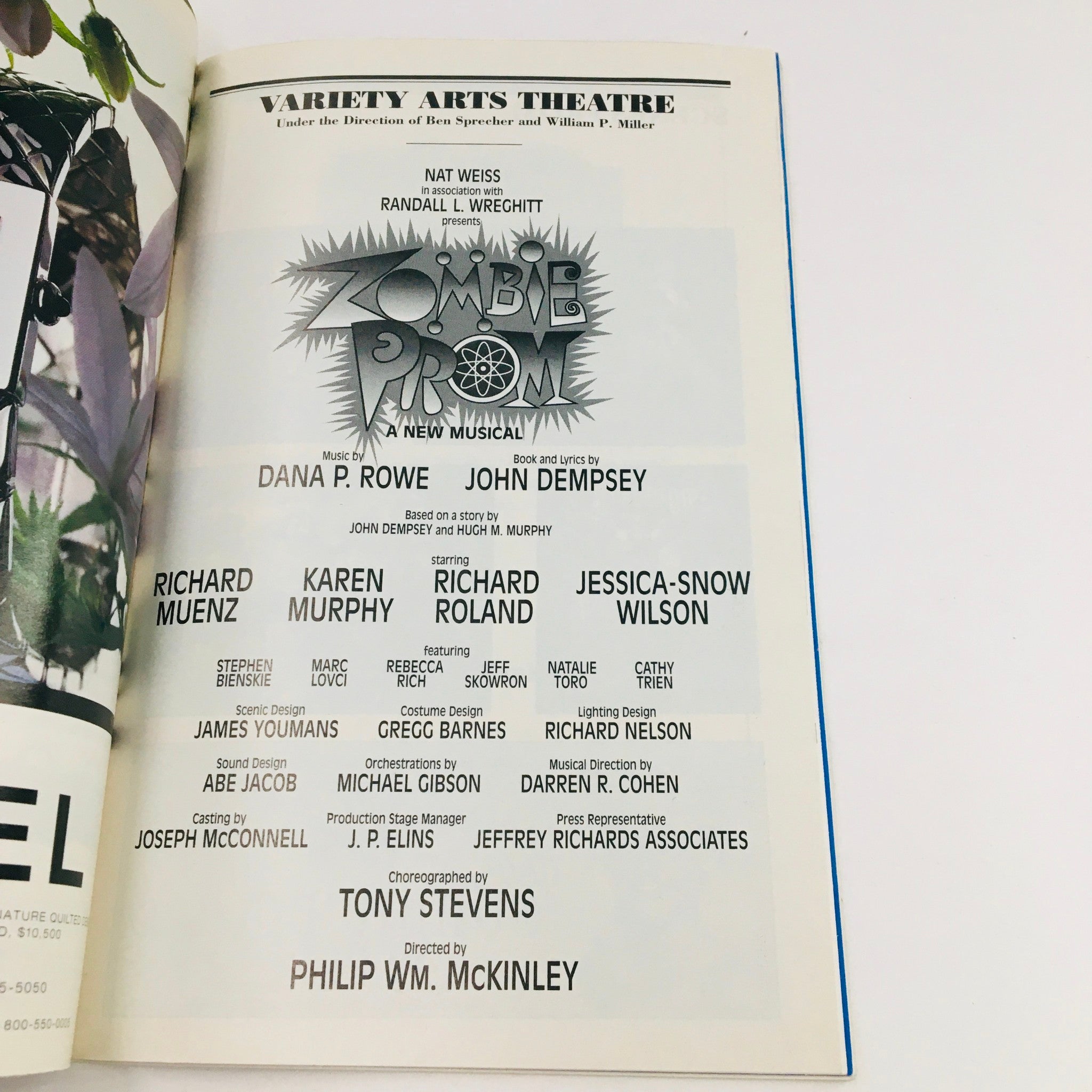 1996 Playbill Zombie Prom by Philip McKinley at Variety Arts Theatre