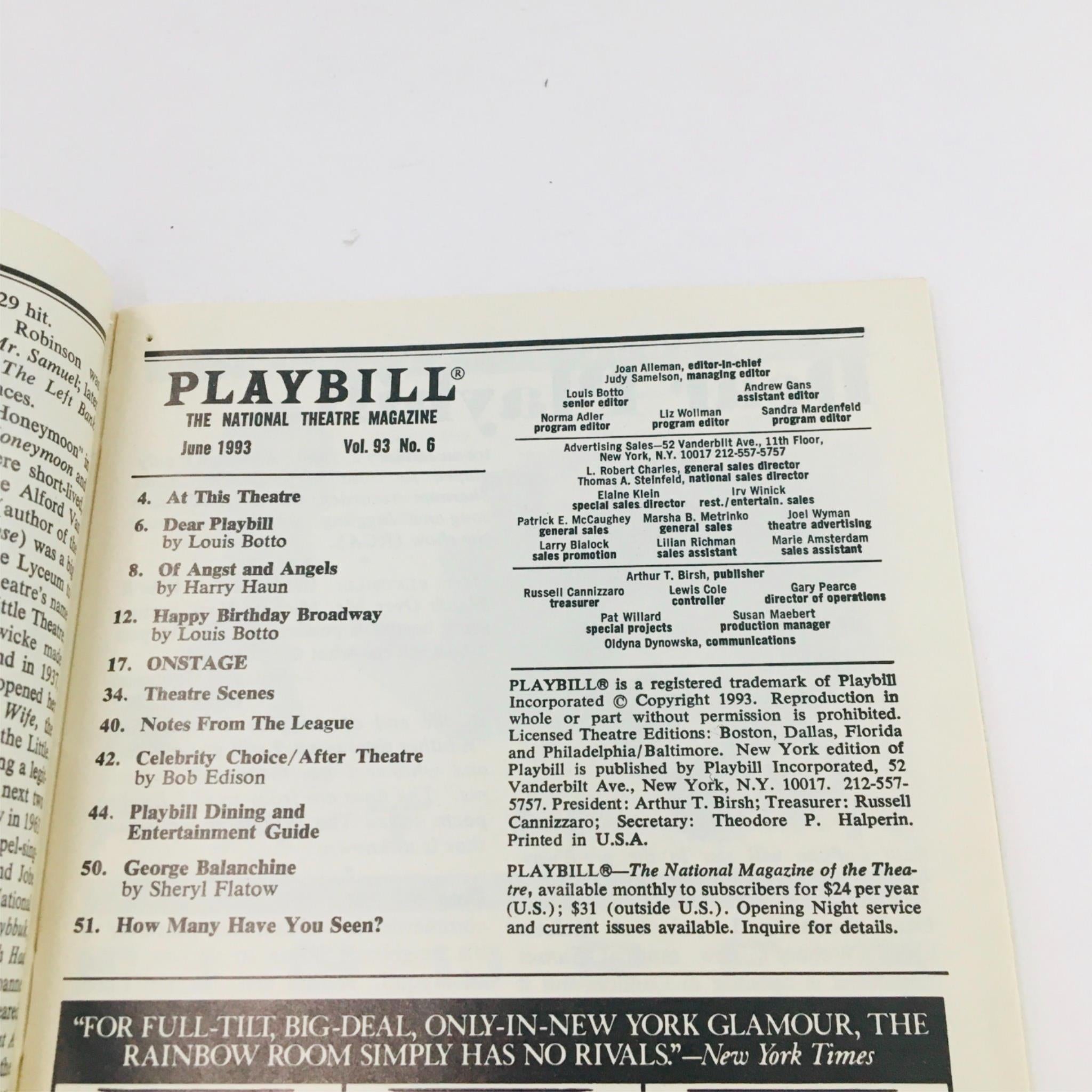 1993 Playbill Shakespeare For My Father by Lynn Redgrave at Helen Hayes Theatre