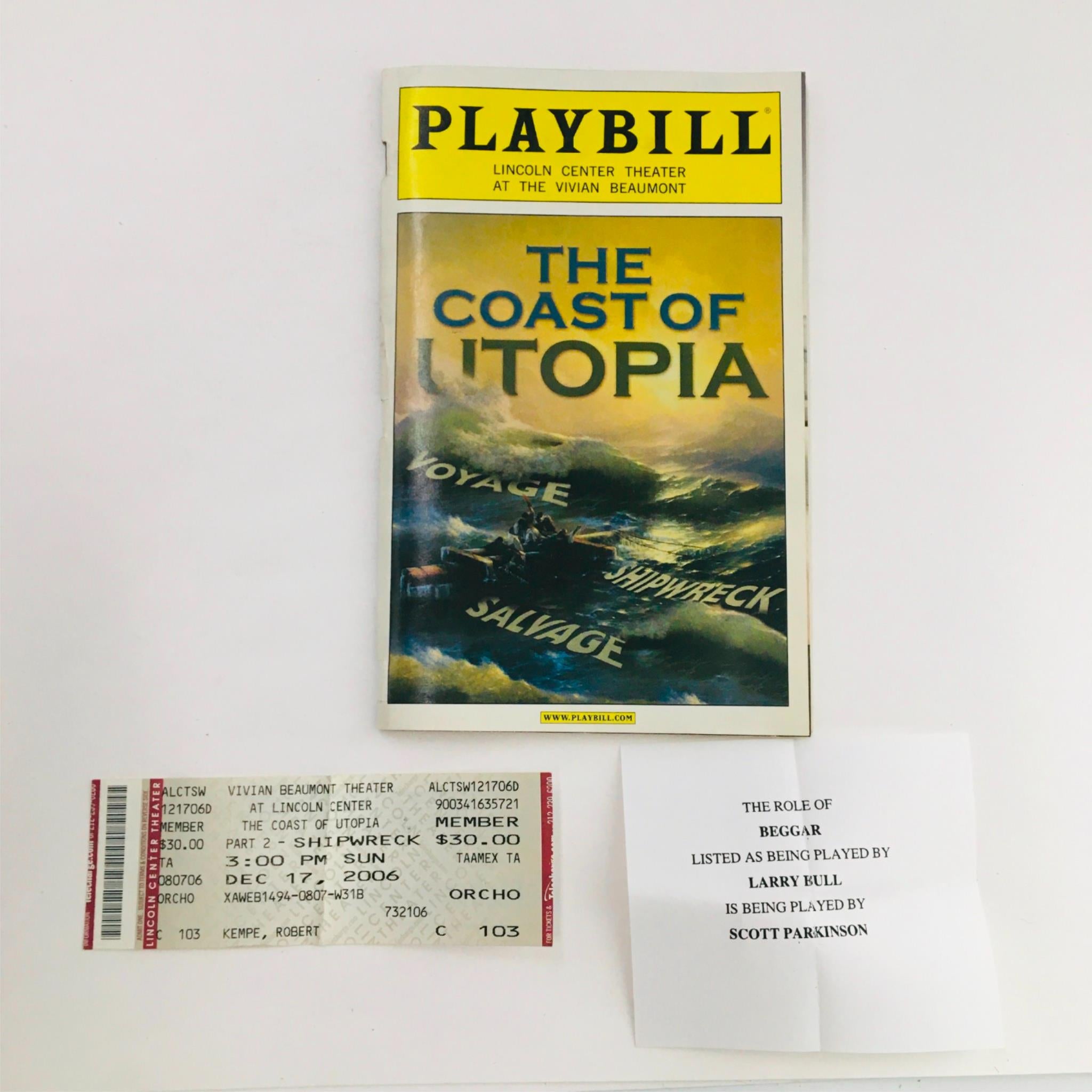 2006 Playbill The Coast Of Utopia by Jack O'Brien at Lincoln Center Theatre