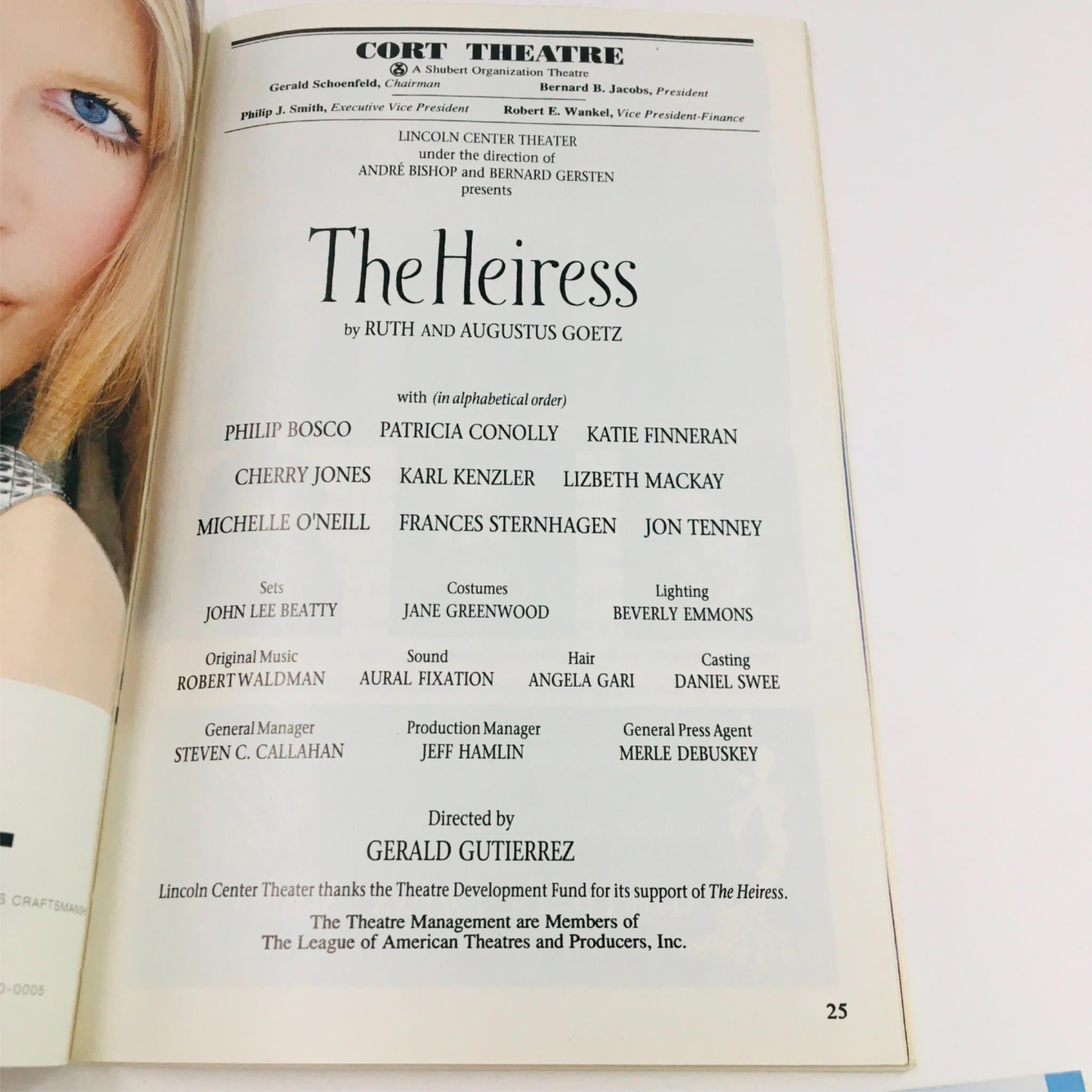 1995 Playbill The Heiress by Ruth and Augustus Goetz at Cort Theatre