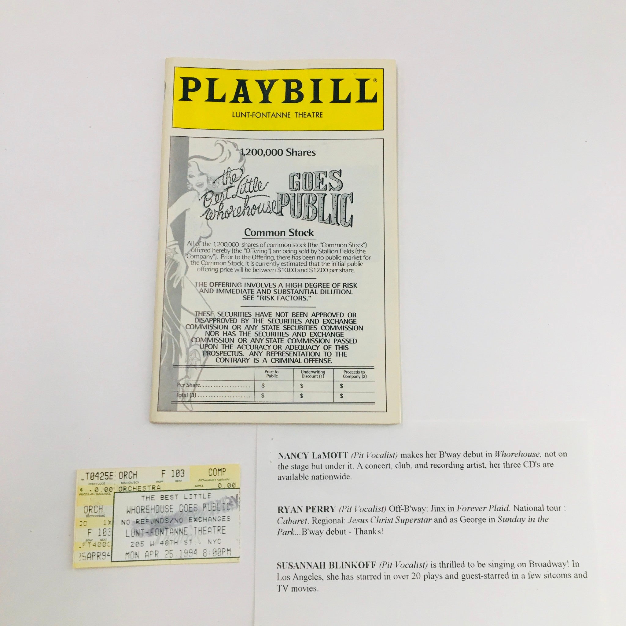 1994 Playbill The Best Little Whorehouse Goes Public Larry King at Lunt-Fontanne