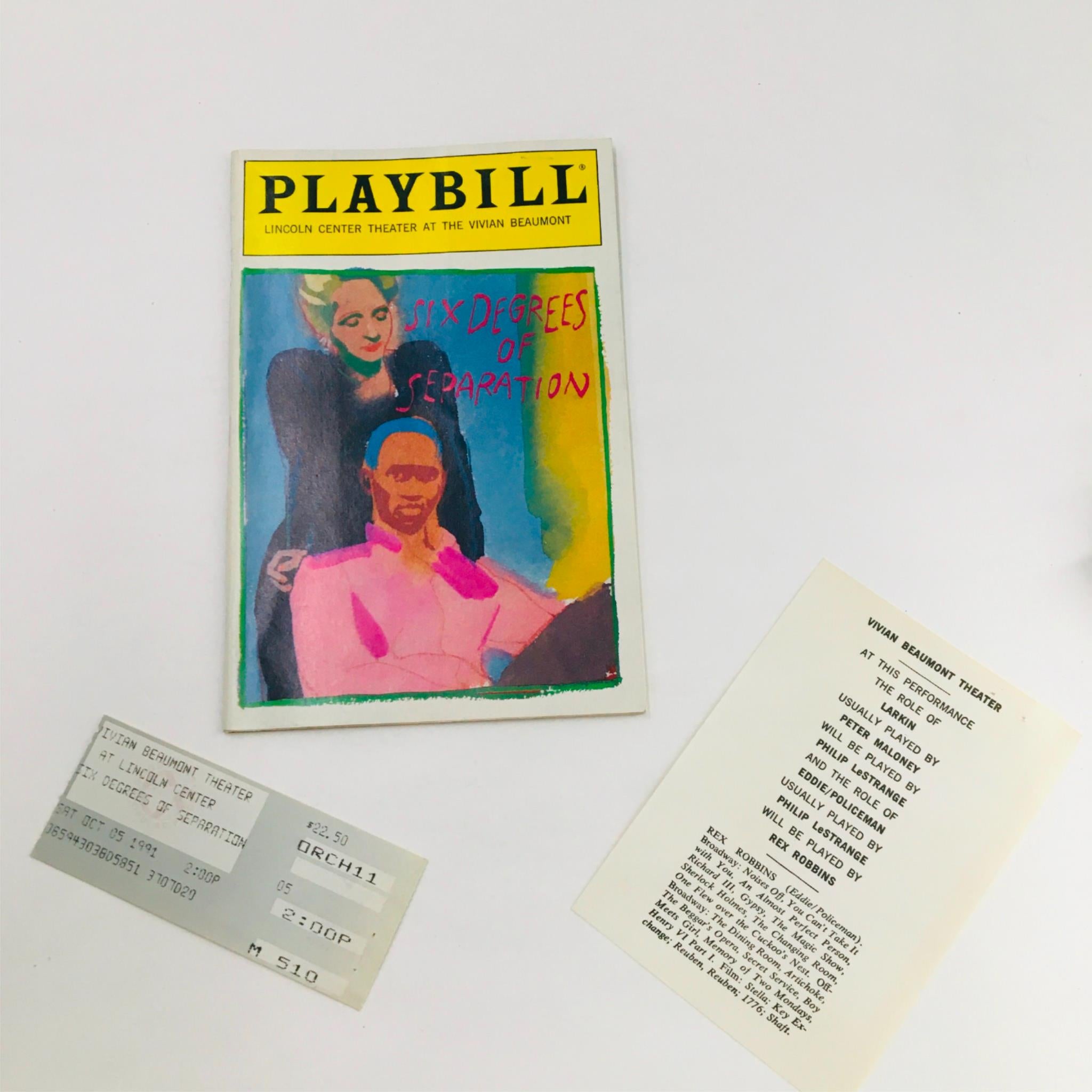 1991 Playbill Six Degrees Of Separation by John Guare at Lincoln Center Theatre