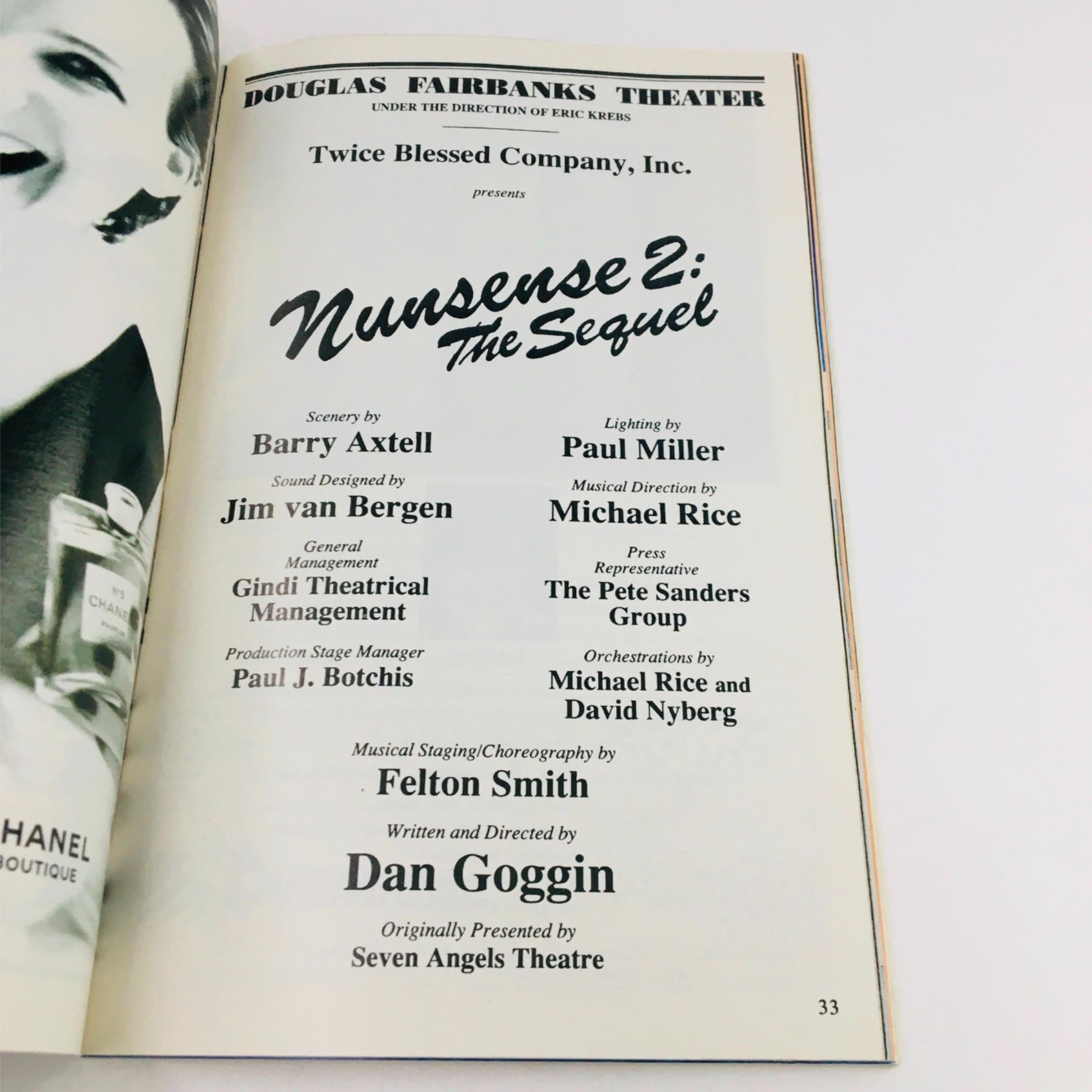 1994 Playbill Nunsense 2: The Sequel by Dan Goggin at Douglas Fairbanks Theatre