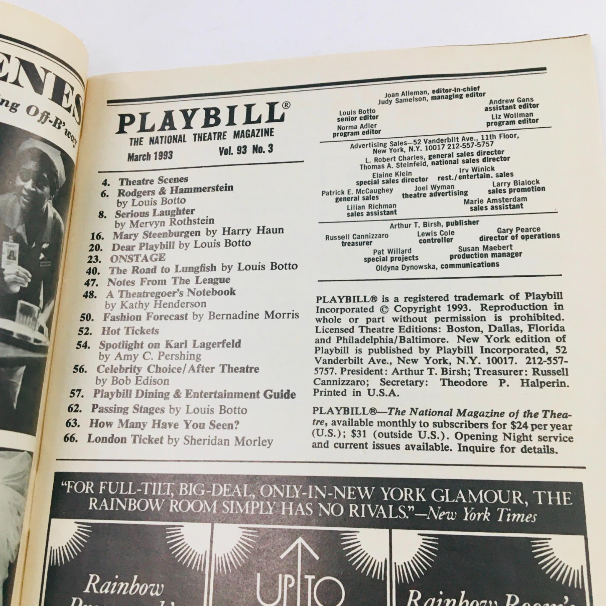 1993 Playbill Deep In a Dream Of You by David Petrarca, The Joseph Papp Theatre