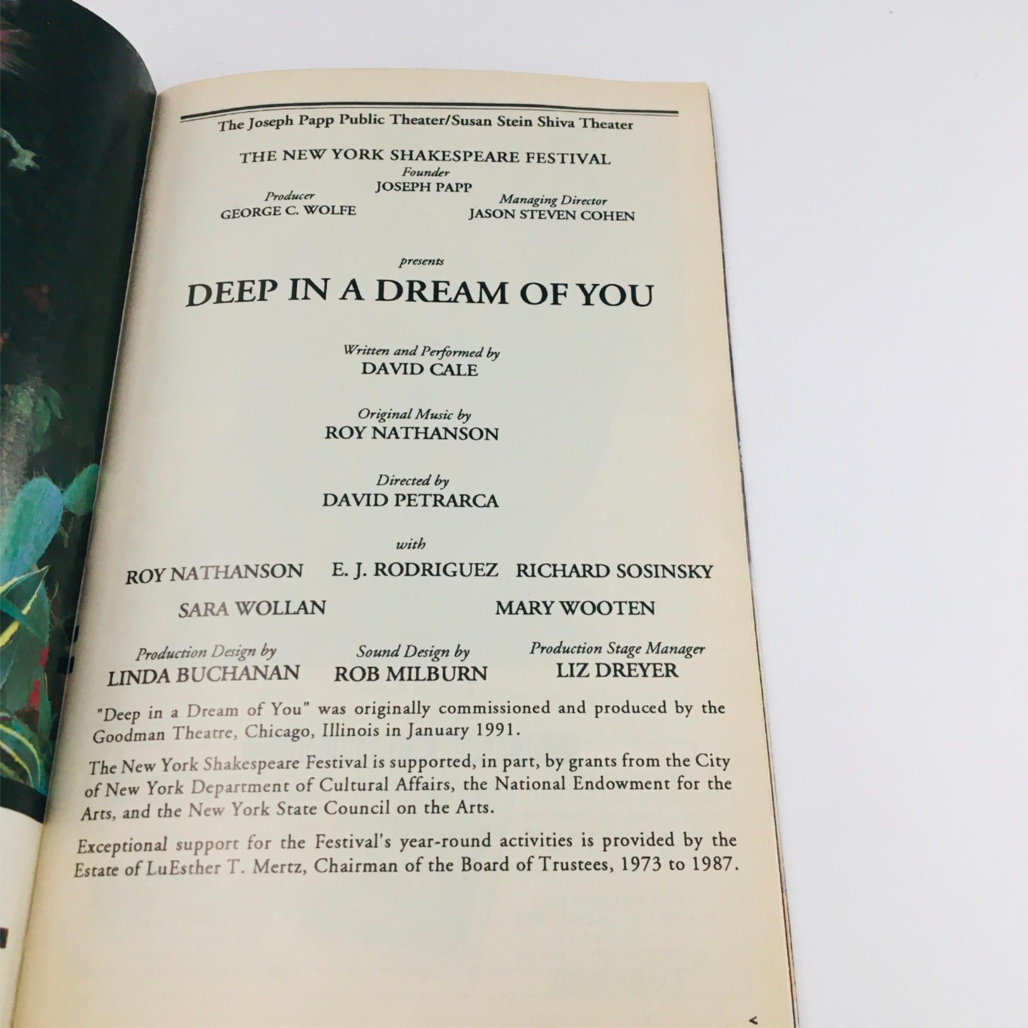 1993 Playbill Deep In a Dream Of You by David Petrarca, The Joseph Papp Theatre