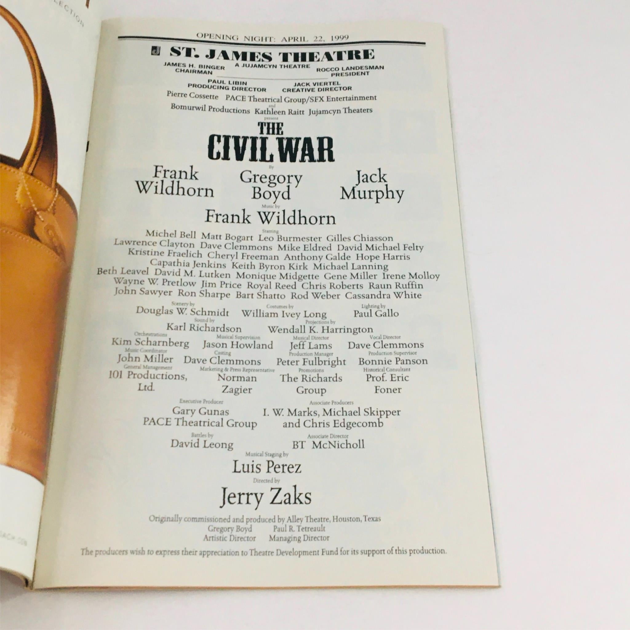 1999 Playbill The Civil War by Jerry Zaks at St. James Theatre