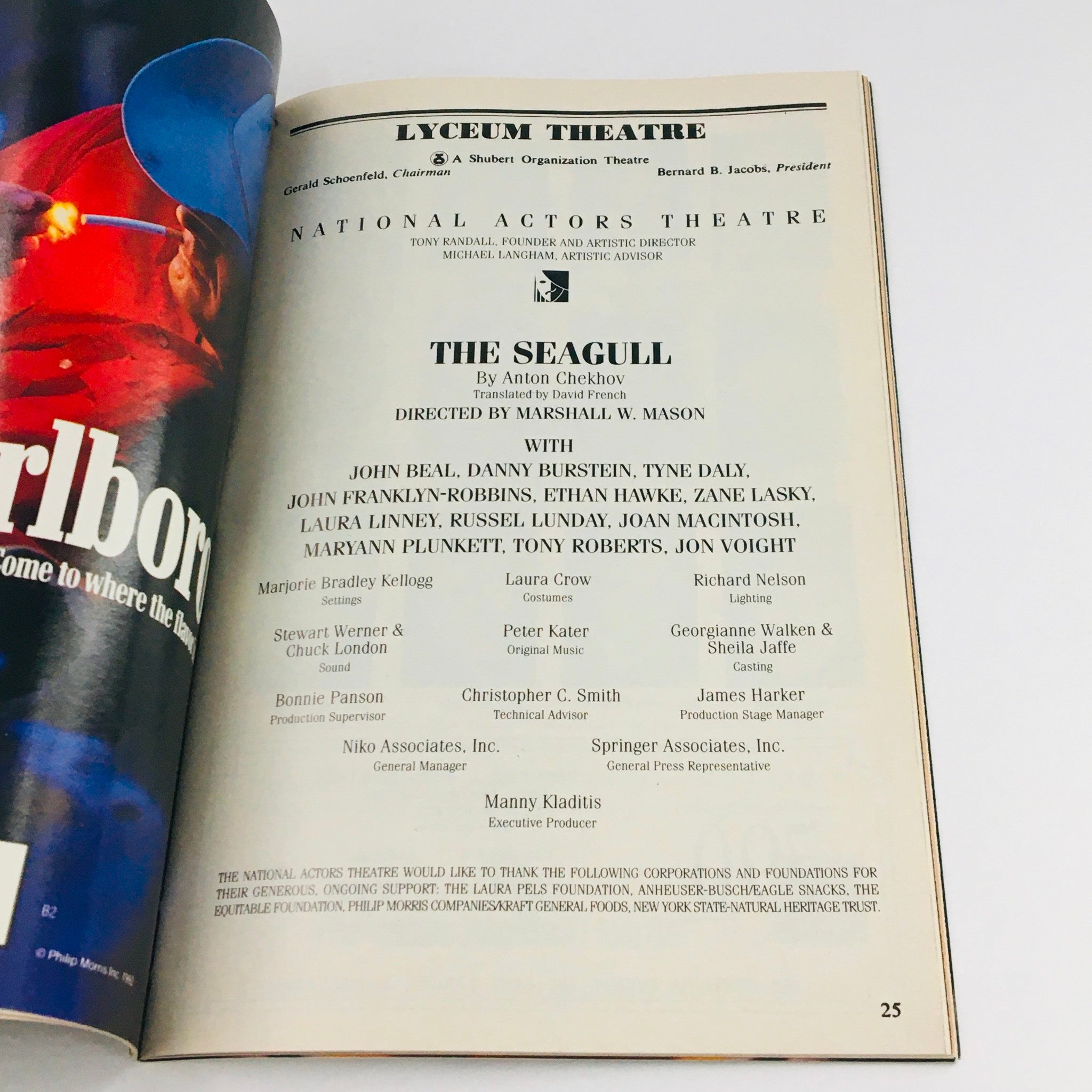 1992 Playbill The Seagull by Anton Chekhov at Lyceum Theatre