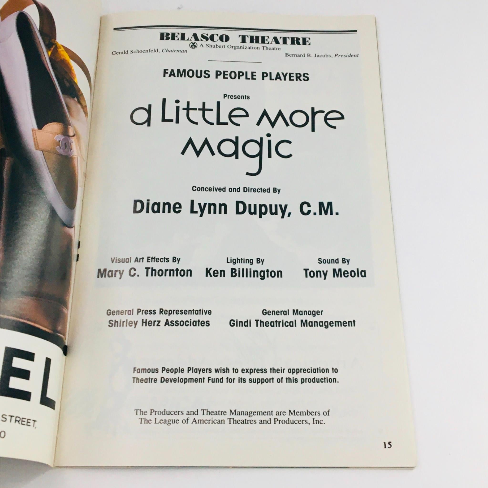 1994 Playbill A Little More Magic by Diane Lynn Dupuy at Belasco Theatre