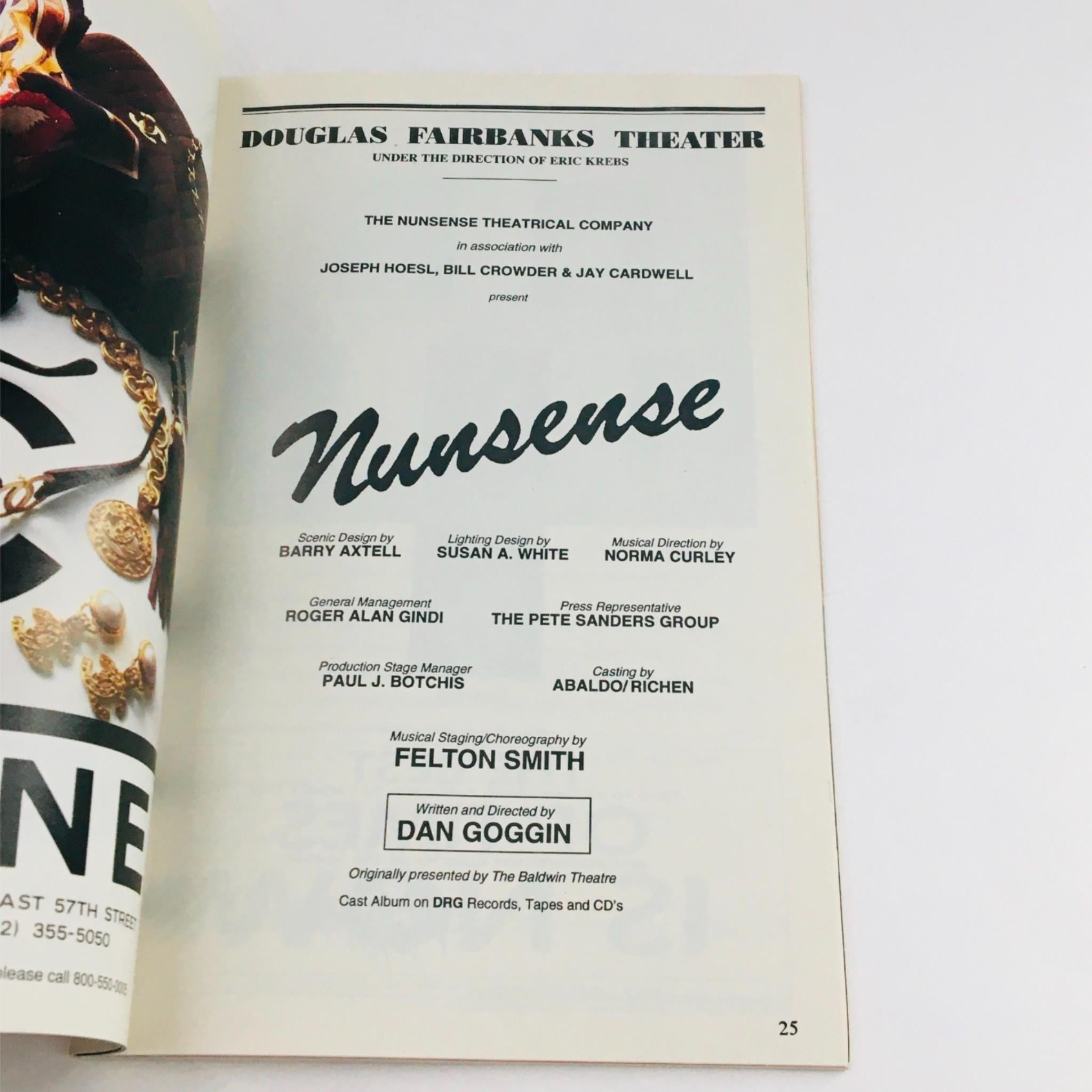 1994 Playbill Nunsense by Dan Goggin at Douglas Fairbanks Theatre