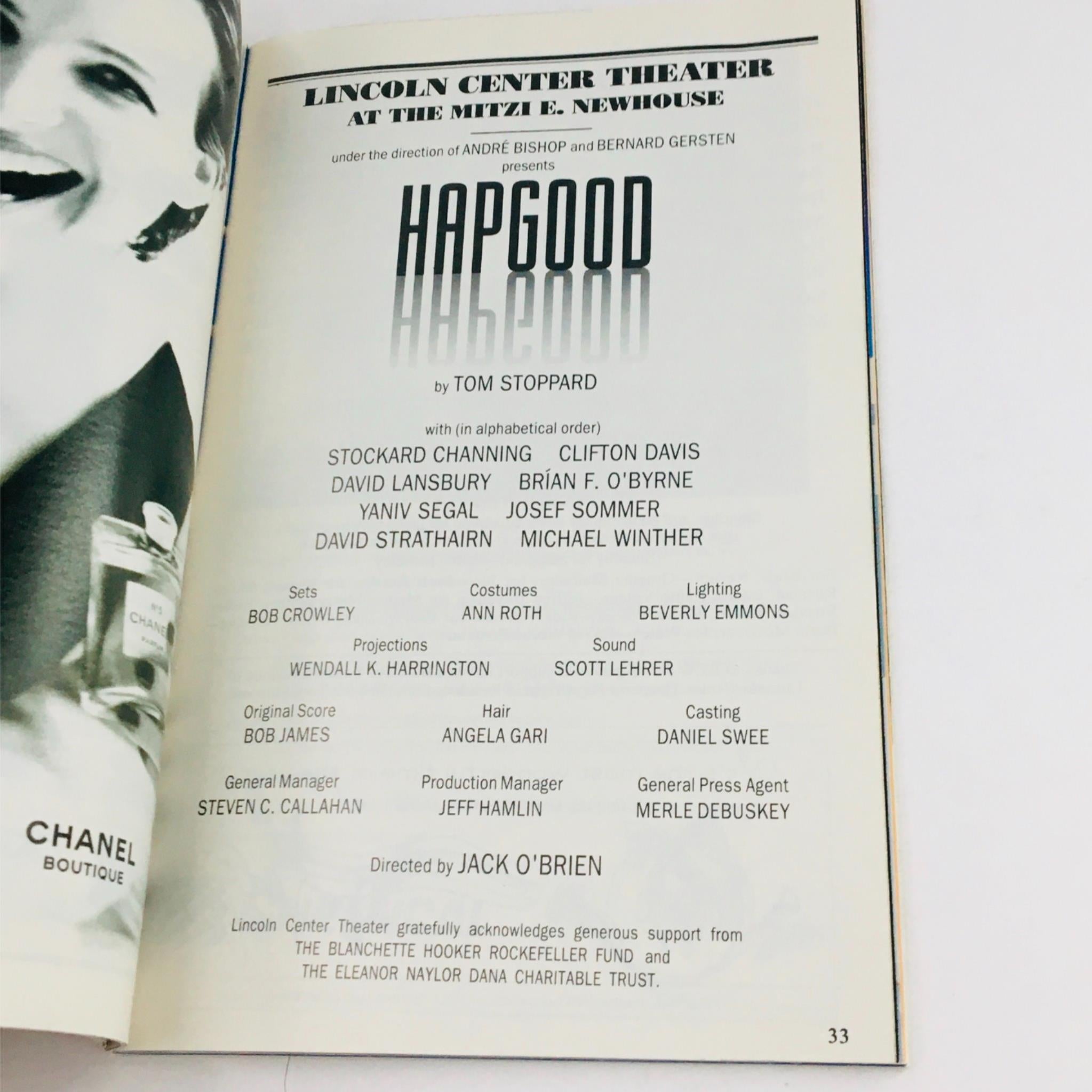 1994 Playbill Hapgood by Tom Stoppard, Jack O'Brien at Lincoln Center Theatre