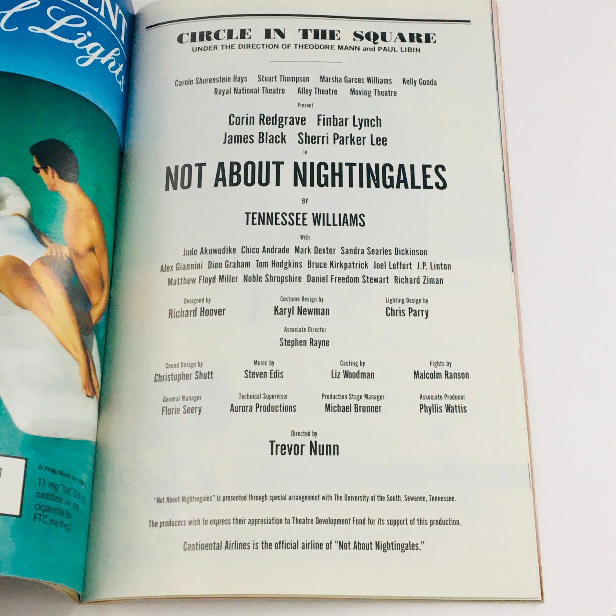 1999 Playbill Not About Nightingales by Tennessee Williams, Circle In The Square