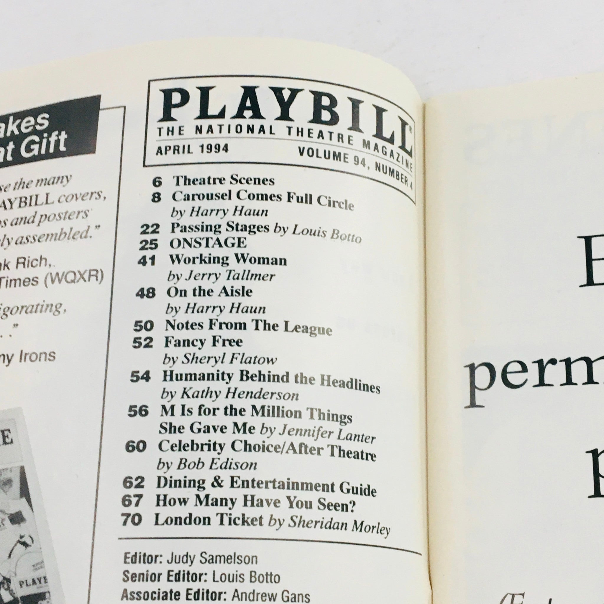 1994 Playbill Four Dogs and a Bone by John Patrick Shanley at Lucille Lortel