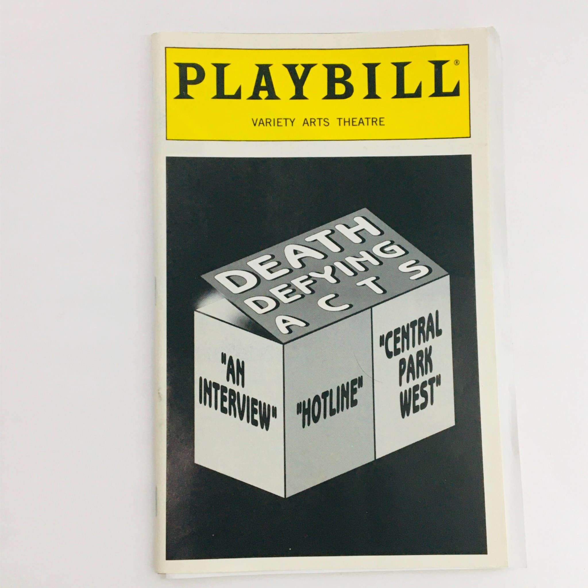 1995 Playbill Death Defying Acts by Michael Blakemore at Variety Arts Theatre